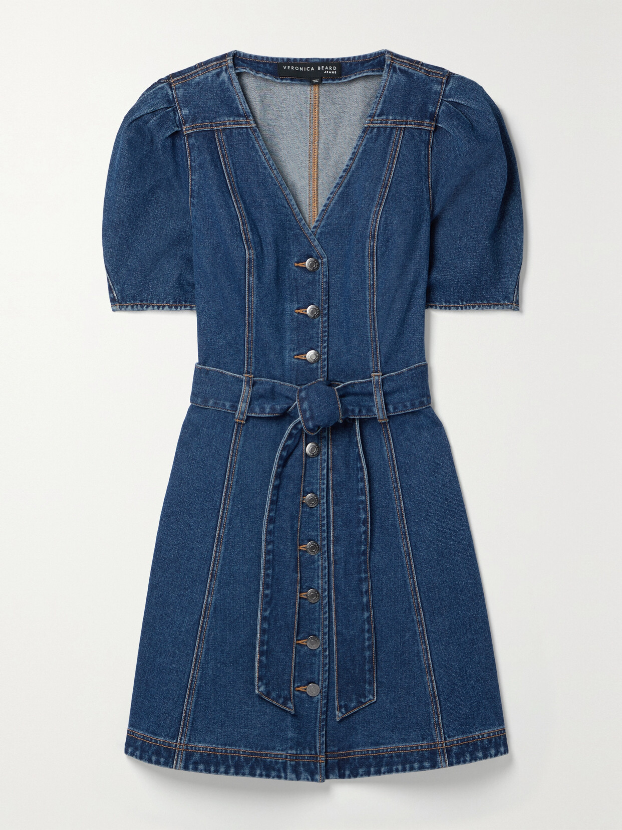 VERONICA BEARD MAULI BELTED DENIM MINI DRESS