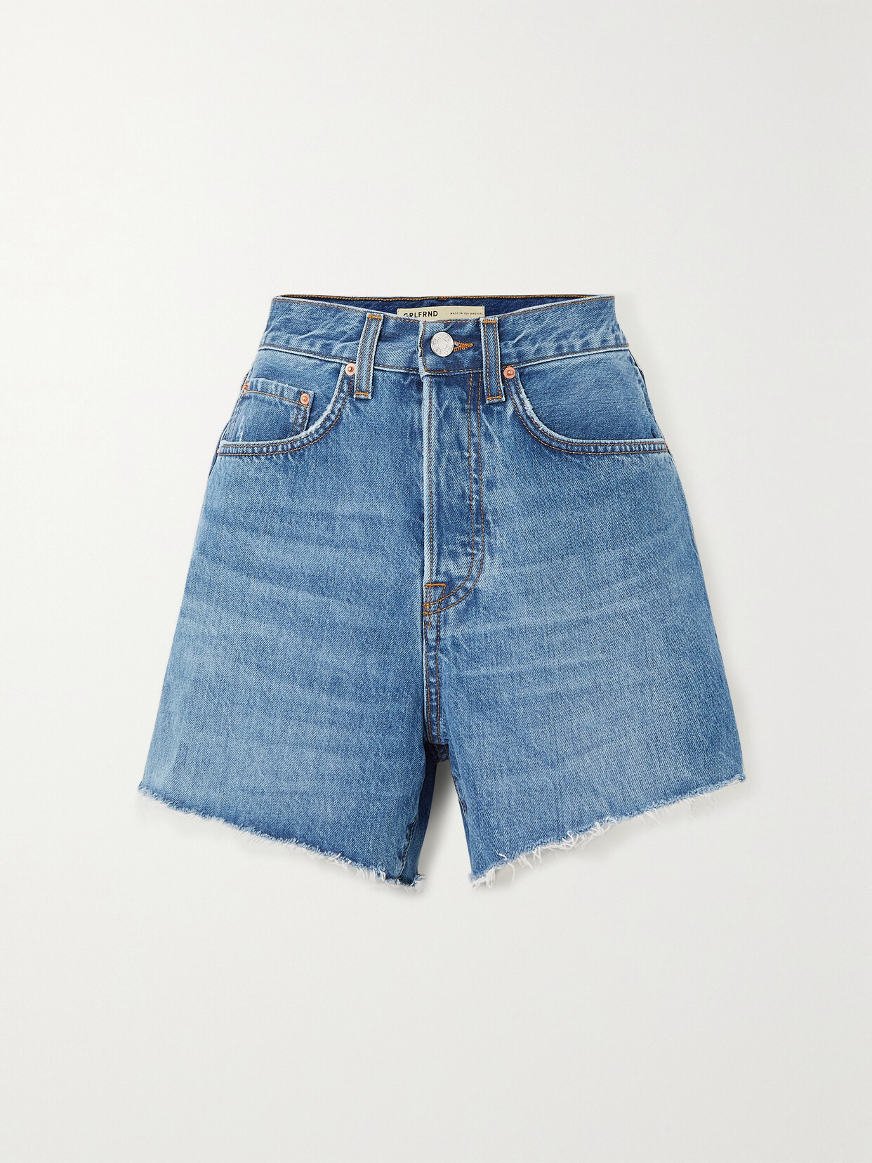 GRLFRND - Celina Frayed Denim Shorts - Blue