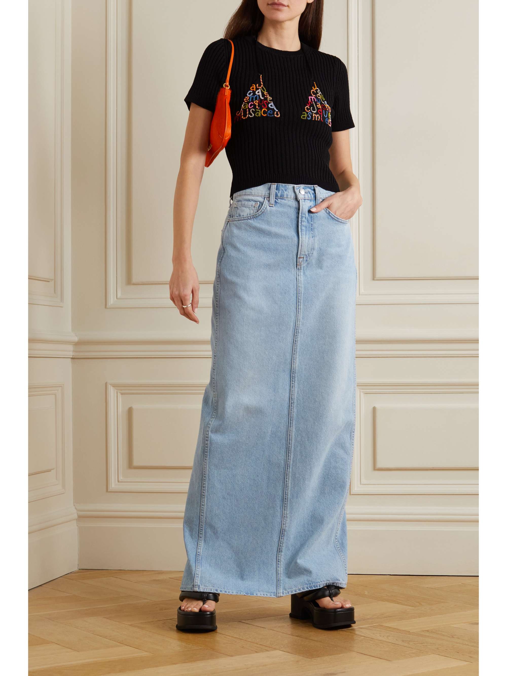 GRLFRND Amara denim maxi skirt
