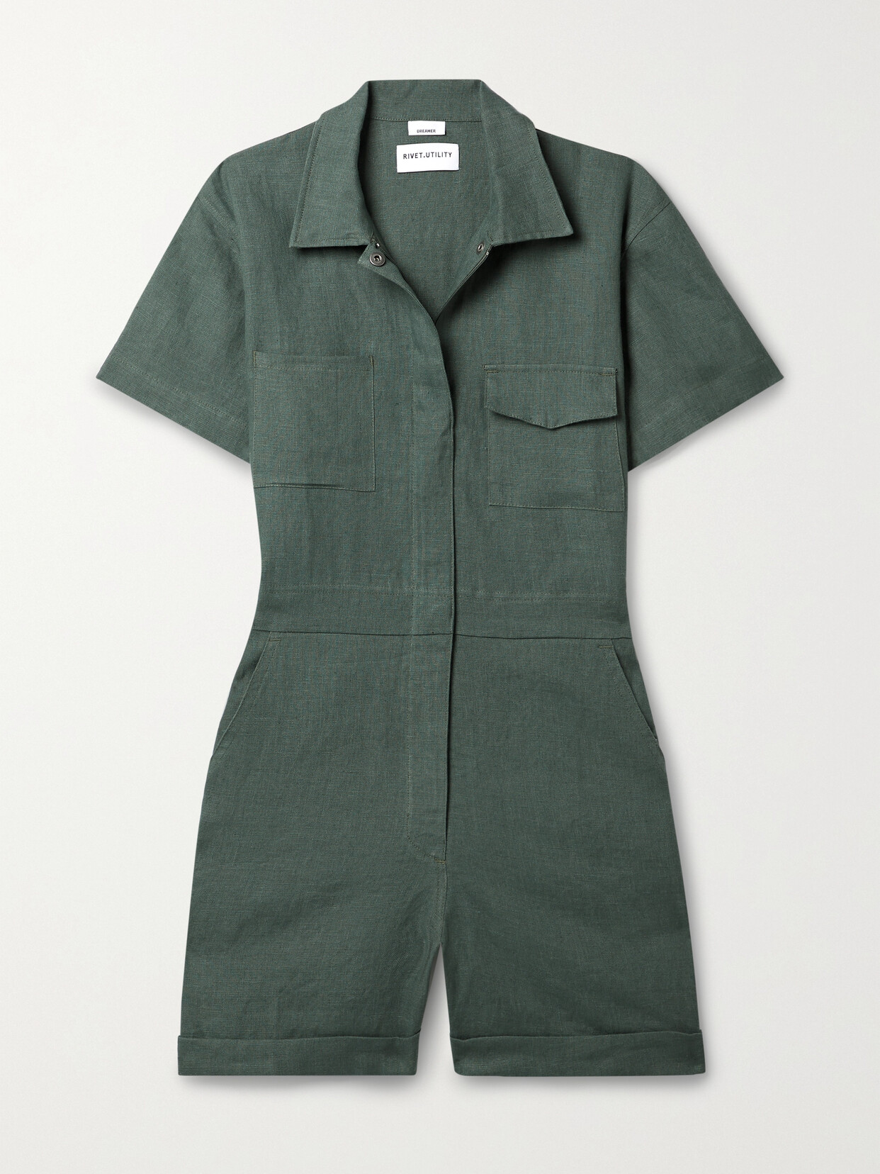 Rivet Utility + Net Sustain Dreamer Linen Playsuit