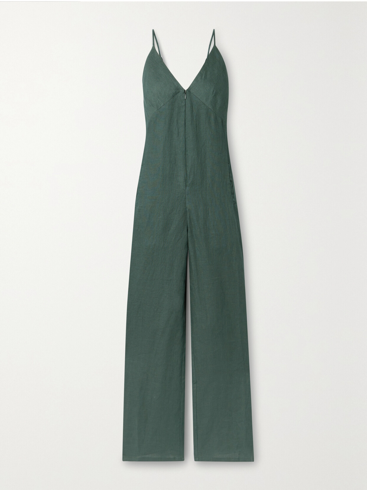 RIVET UTILITY - Foxy Open-back Linen Jumpsuit - Green