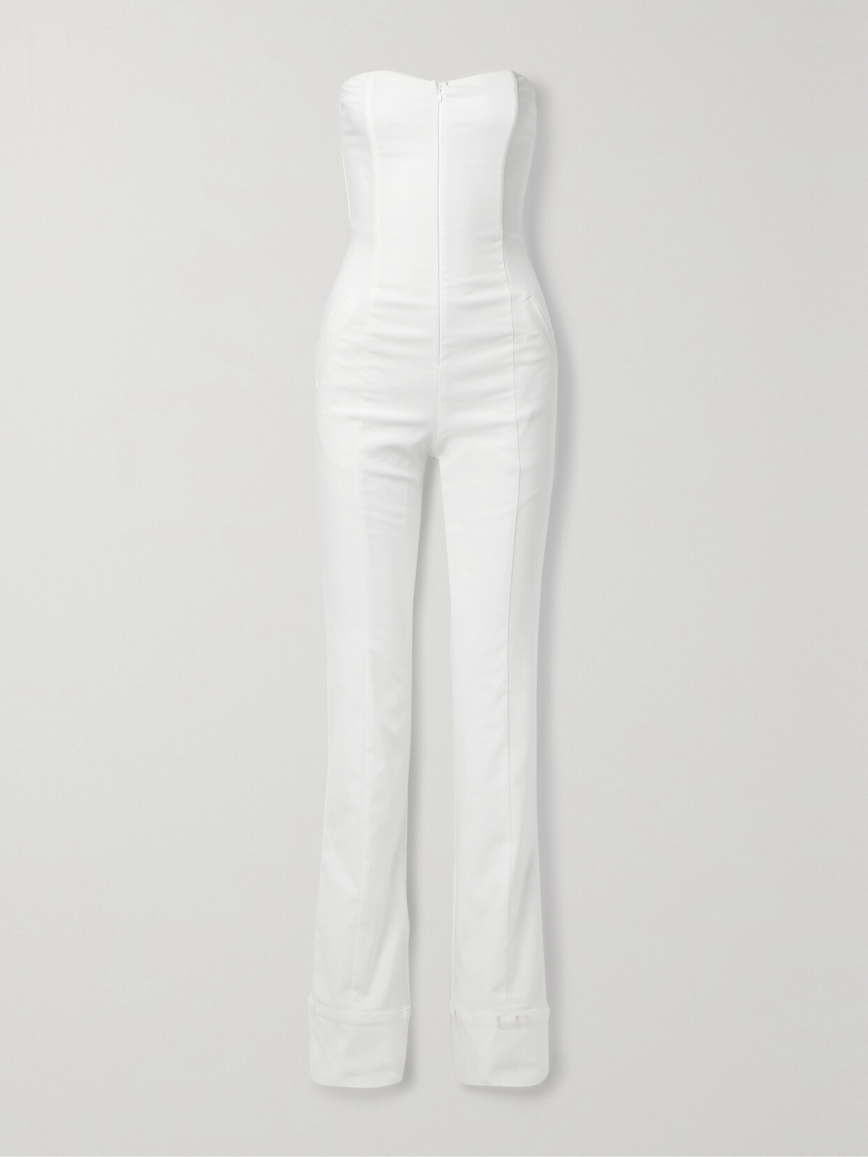 Rivet Utility + Net Sustain Showstopper Strapless Stretch-crepe Jumpsuit - White