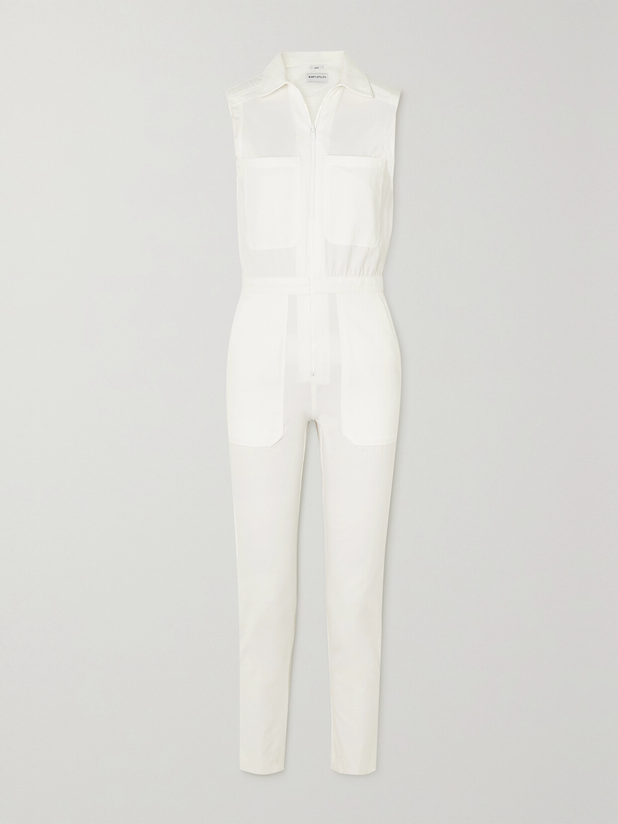 Rivet Utility + Net Sustain Boss Frayed Cotton-twill Jumpsuit - White
