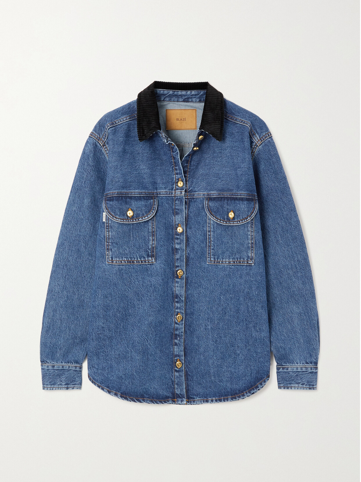 Blazé Milano - Berber Corduroy-trimmed Denim Jacket - Blue