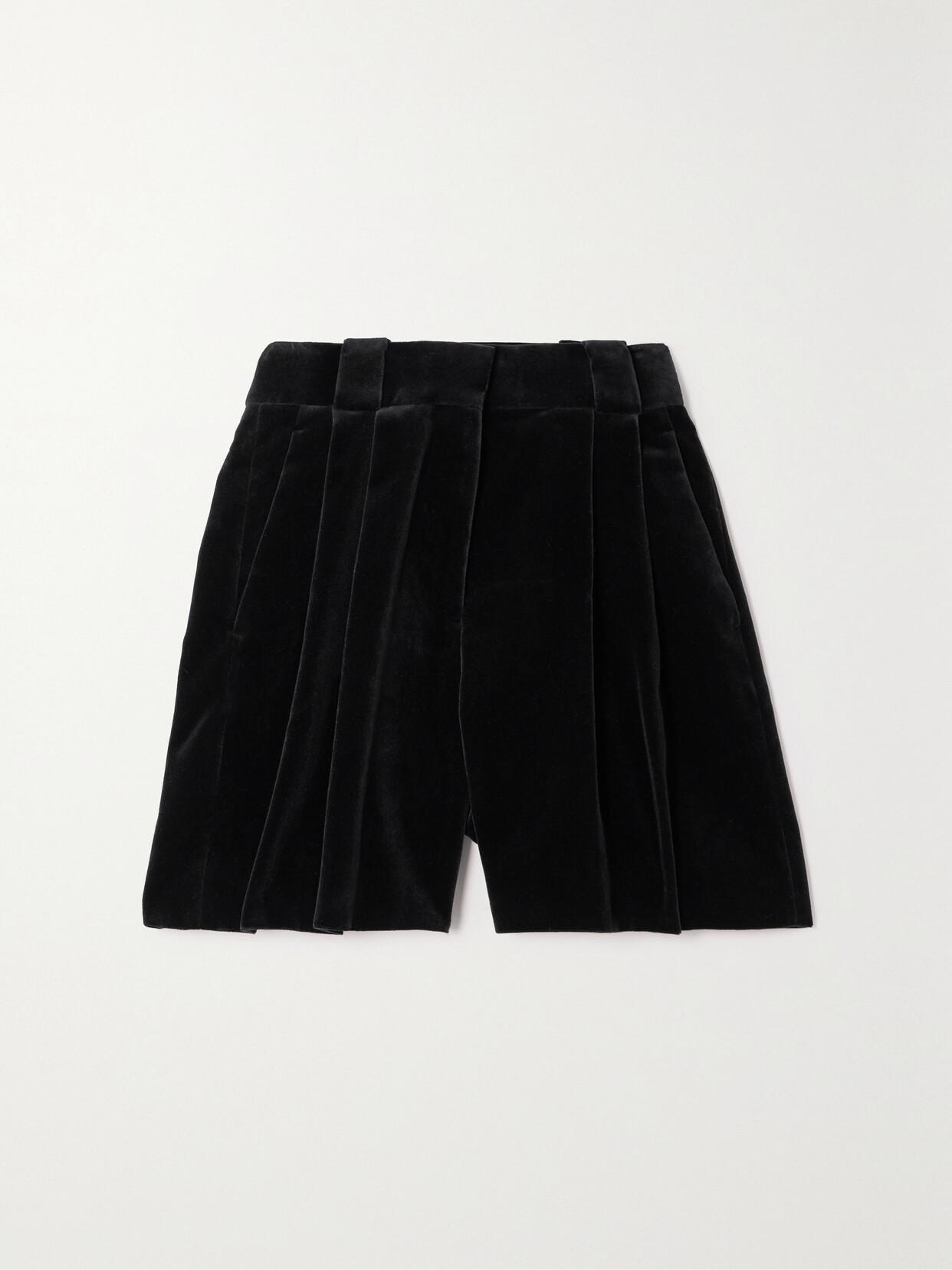 Blazé Milano Fell Pleated Velvet Shorts In Black