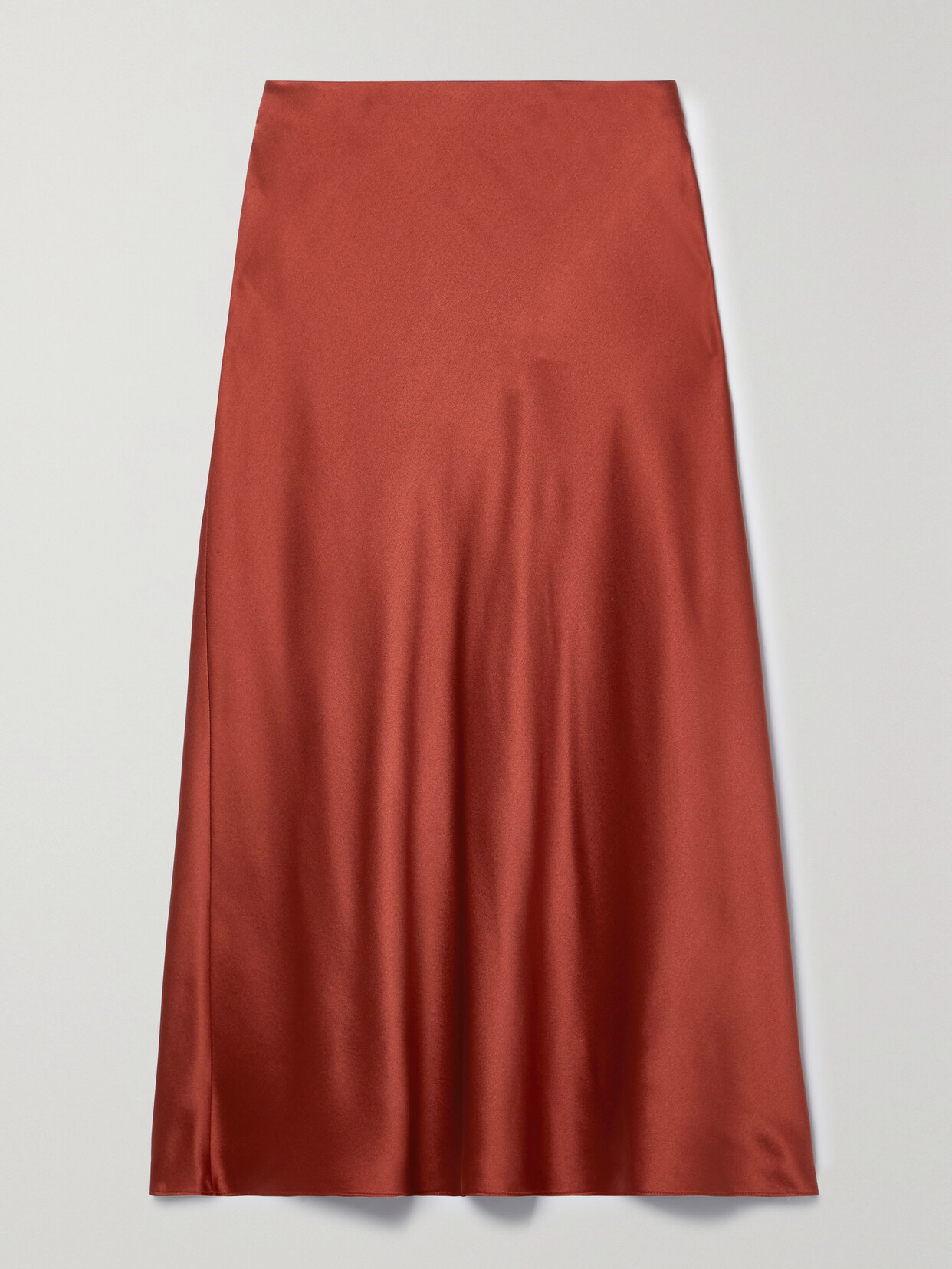 Vince Midi Satin Slip Skirt In Red