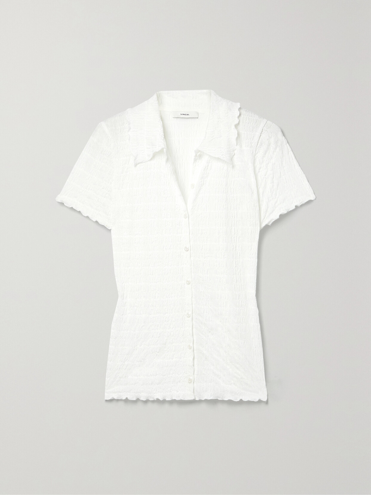 Vince - Shirred Stretch-jersey Shirt - Off-white