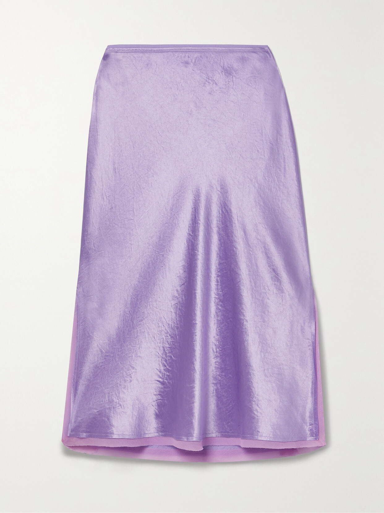 Vince - Silk-chiffon Trimmed Hammered-satin Skirt - Purple