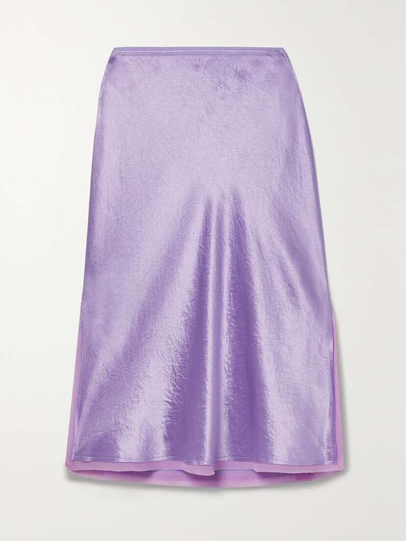 Vince Silk-chiffon Trimmed Hammered-satin Skirt