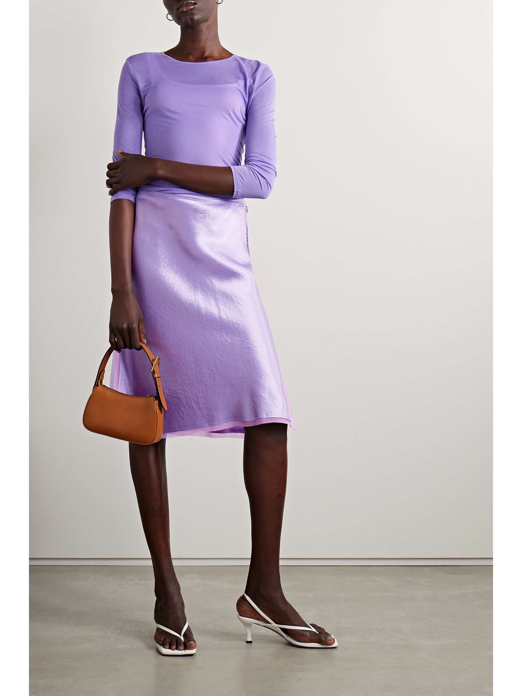 Vince hammered satin midi clearance skirt