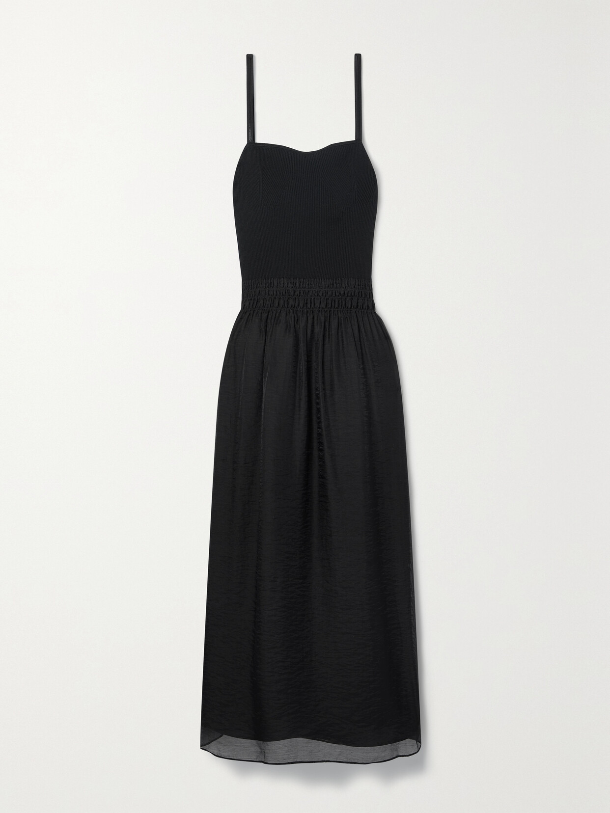Vince Tencel Lyocell-blend Jersey And Lenzing Ecovero Voile Midi Dress In Black