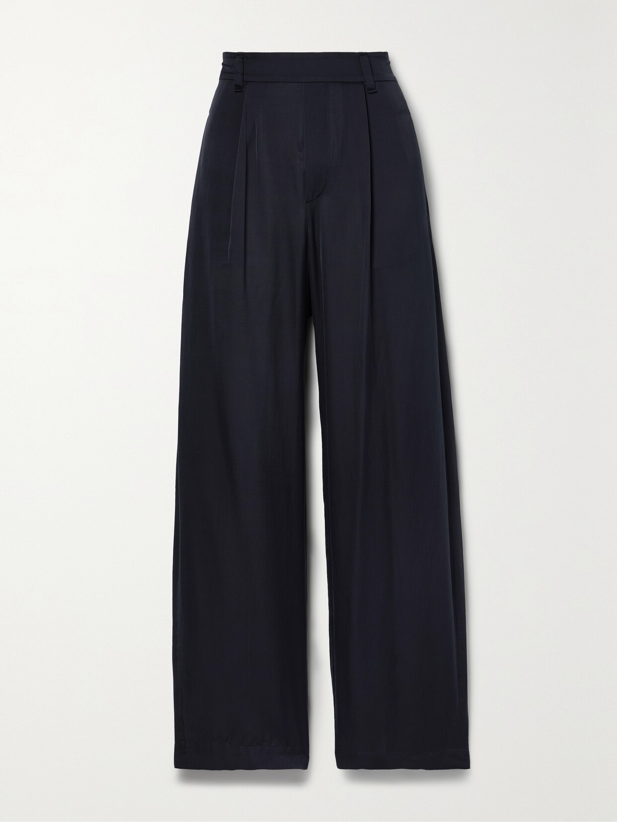 Vince - Pleated Silk And Cotton-blend Wide-leg Pants - Black