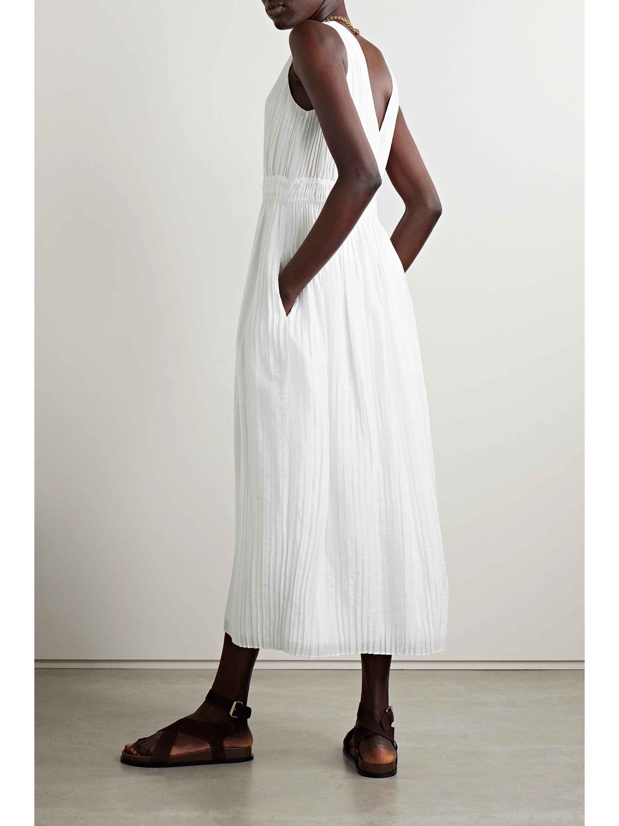 Vince Pleated woven midi dress thumbnail