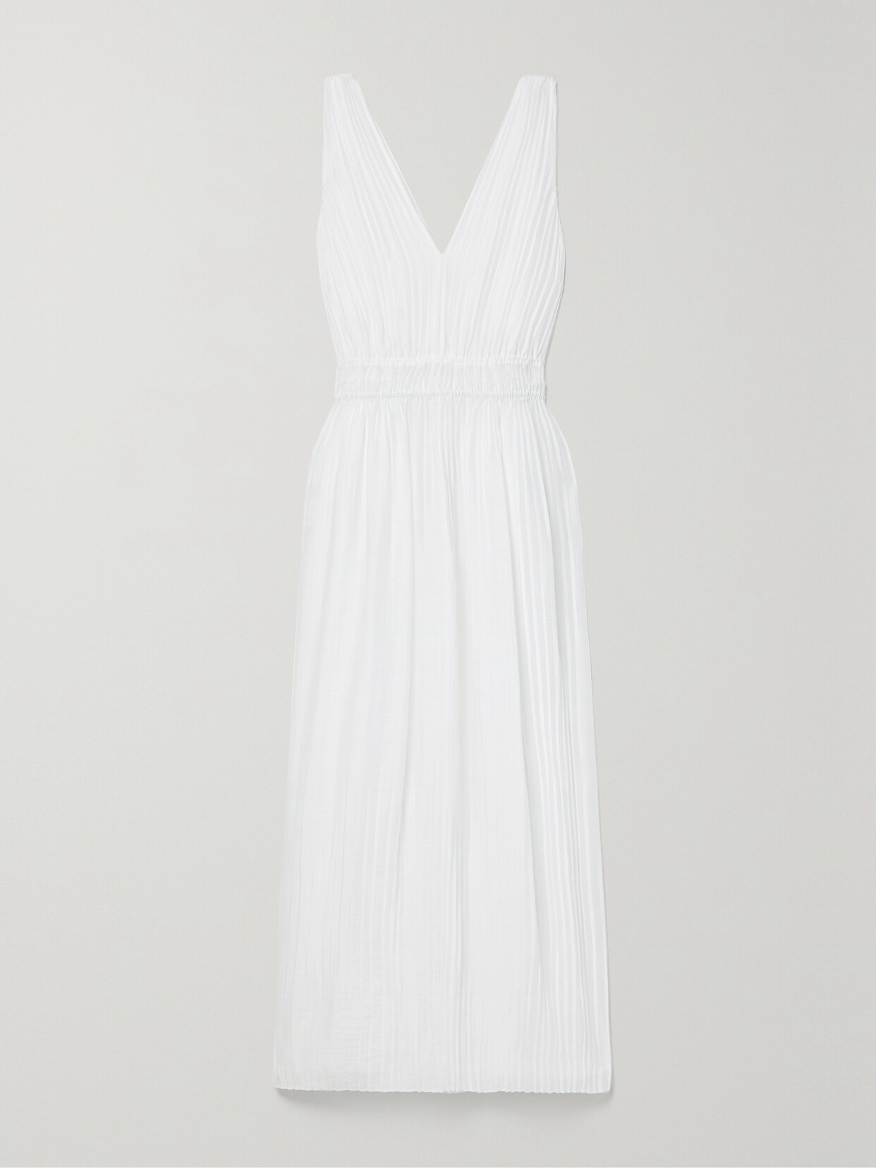 Vince - Pleated Woven Midi Dress - Off-white