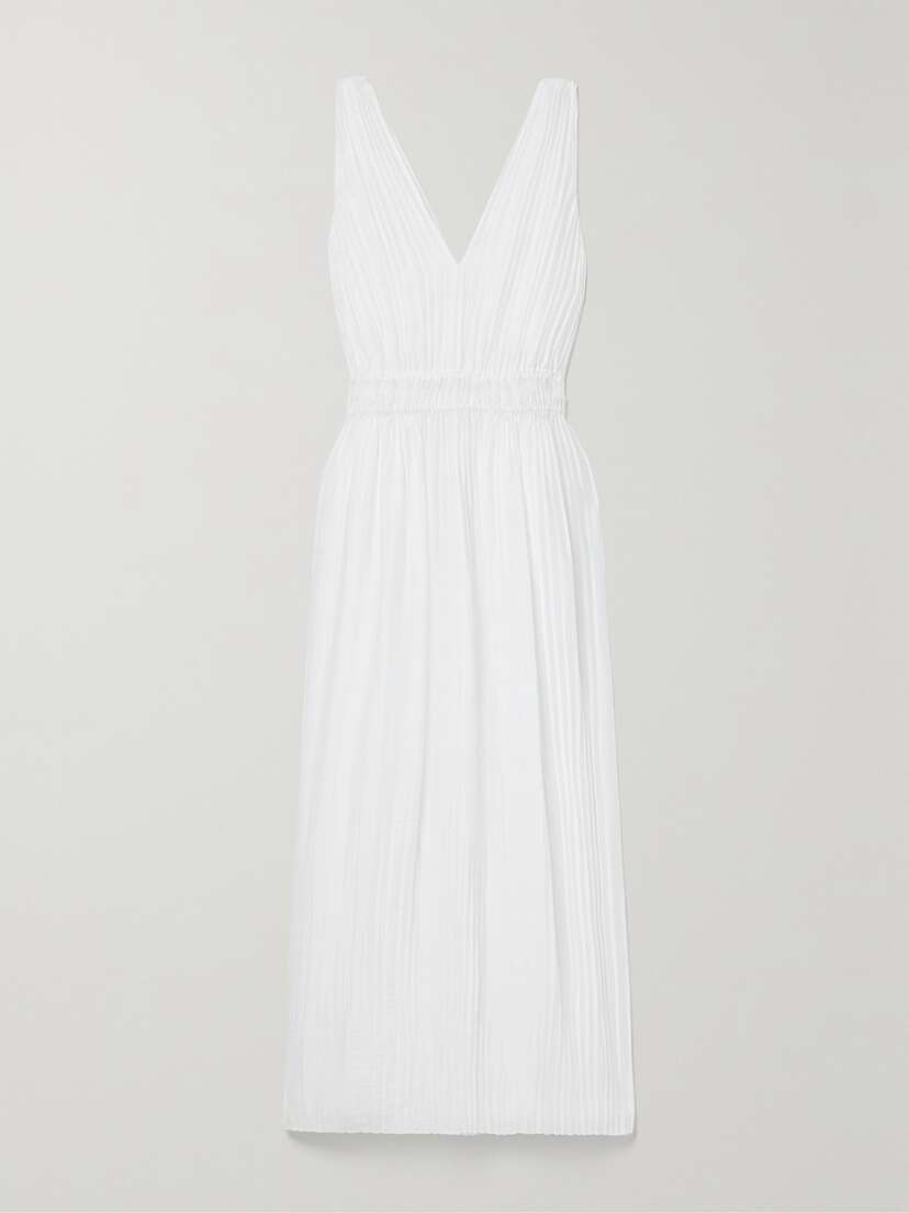 Vince Pleated Woven Midi Dress - x large