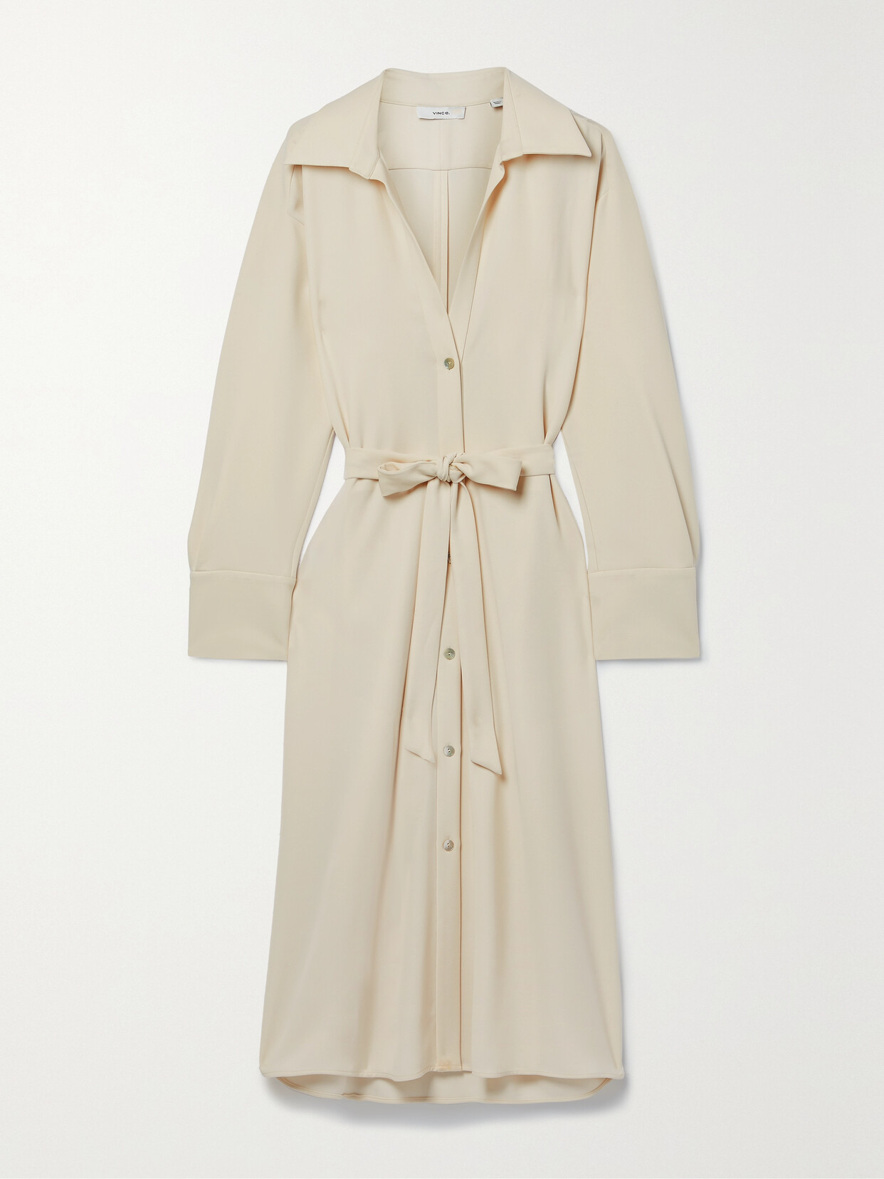 Vince - Belted Twill Midi Shirt Dress - Ecru