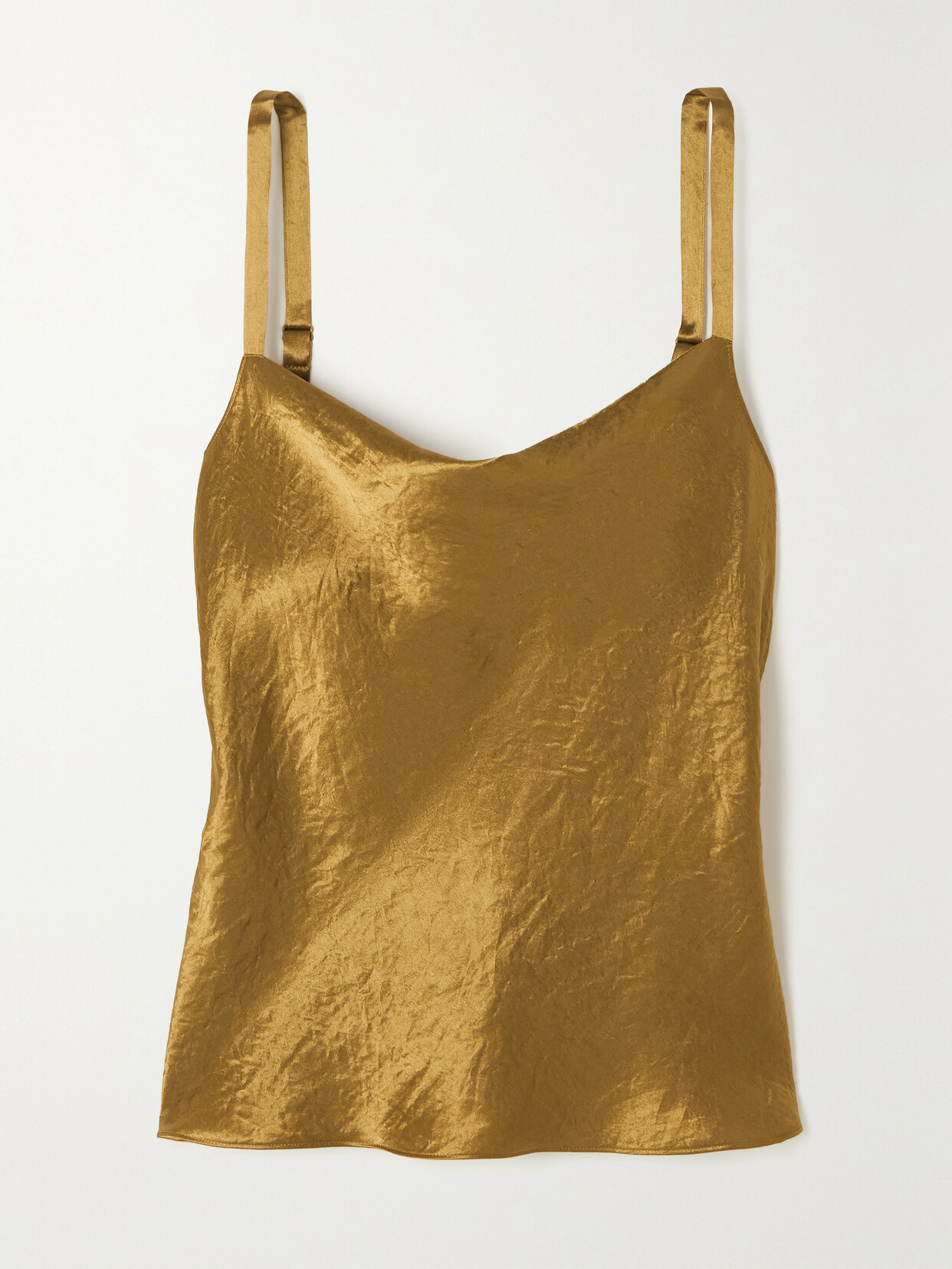 Vince - Draped Crinkled-satin Camisole - Metallic