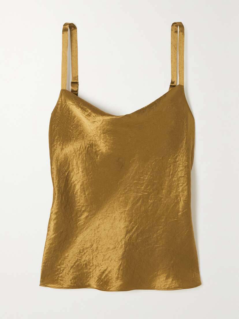 Vince Draped Crinkled-satin Camisole