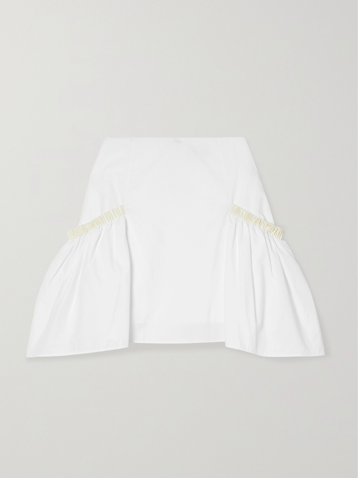 Molly Goddard Kasha Gathered Grosgrain-trimmed Poplin Mini Skirt - White