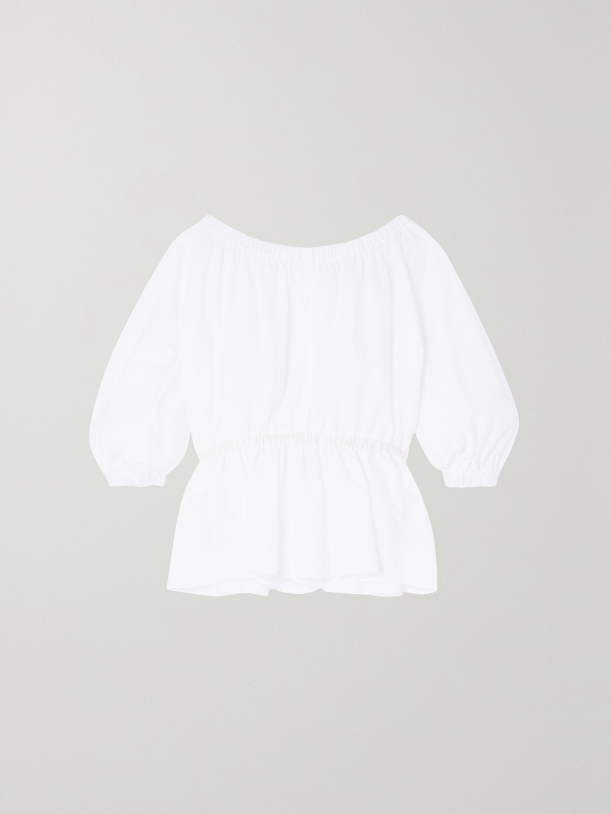 Molly Goddard Katie Ruched Grosgrain-trimmed Taffeta Peplum Top