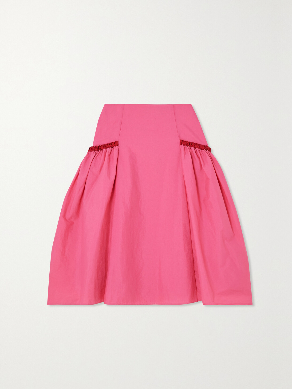 Molly Goddard - Milla Two-tone Grosgrain-trimmed Shirred Taffeta Midi Skirt - Pink