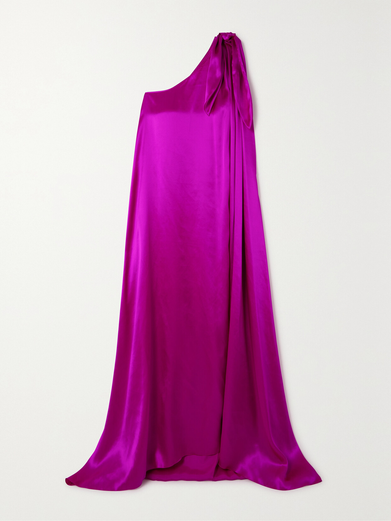 Halpern One-shoulder Bow-detailed Silk-satin Gown