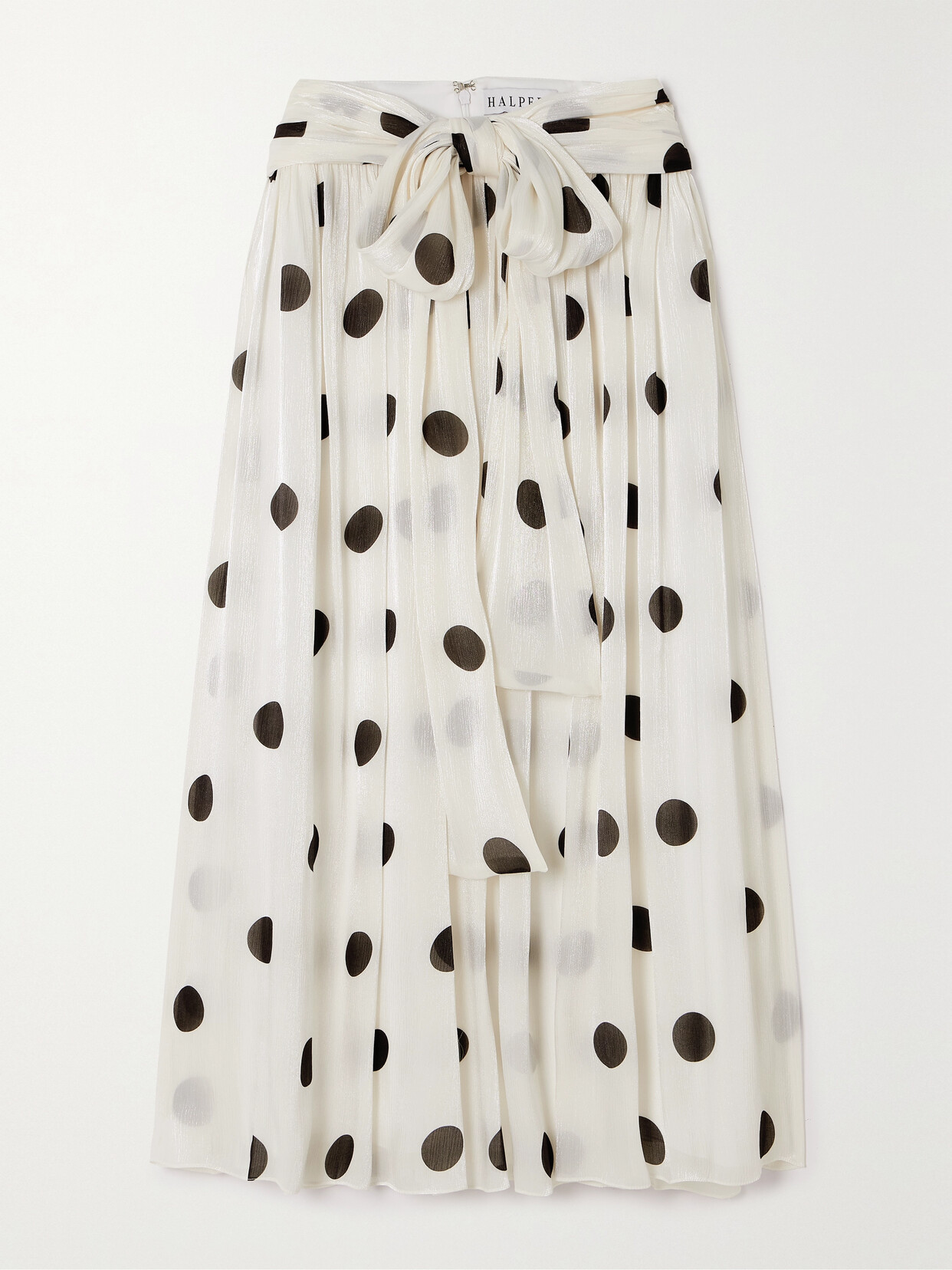 Halpern - Bow-embellished Polka-dot Crepon Midi Skirt - White