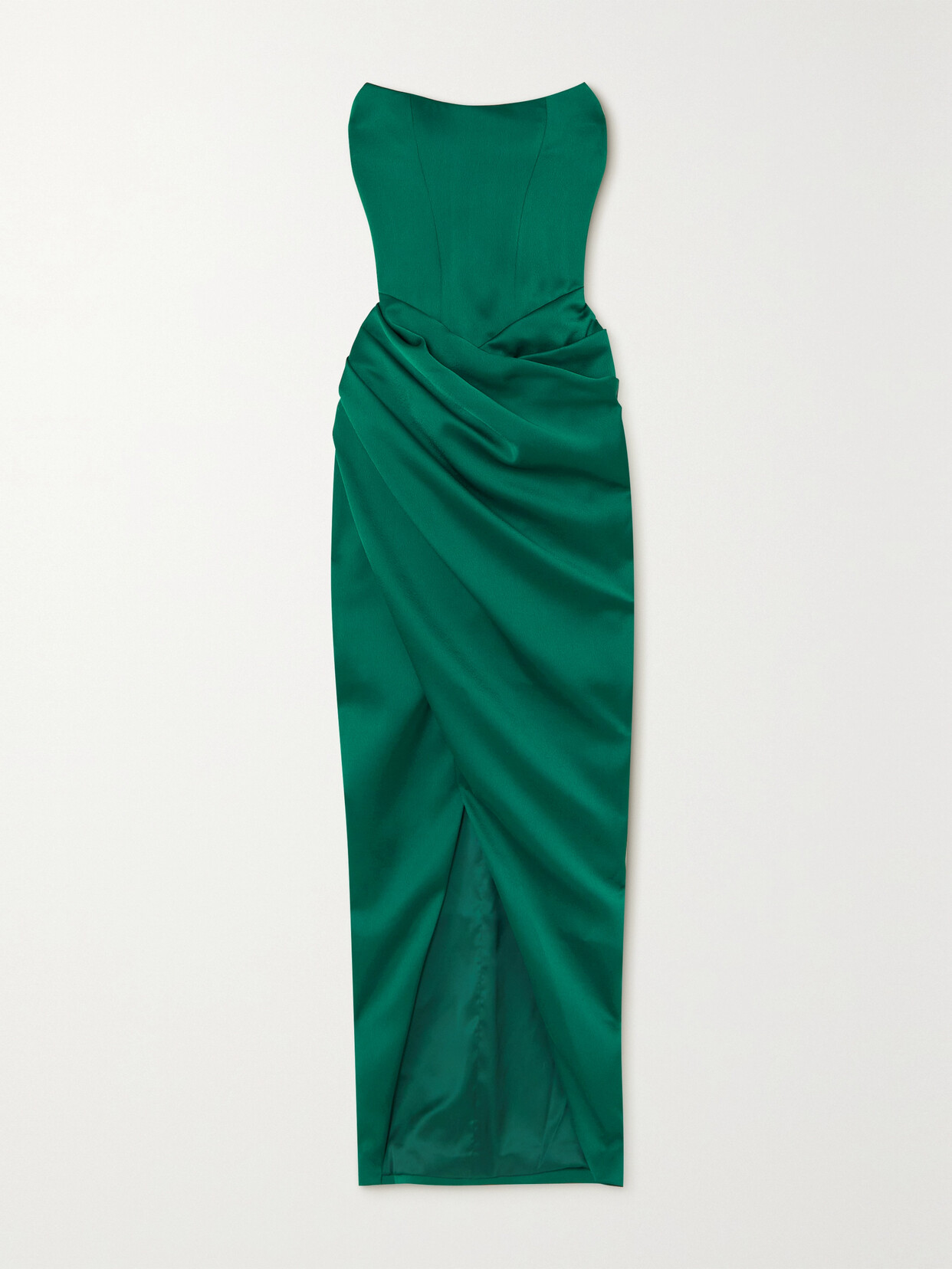 RASARIO - Strapless Draped Satin-crepe Gown - Green