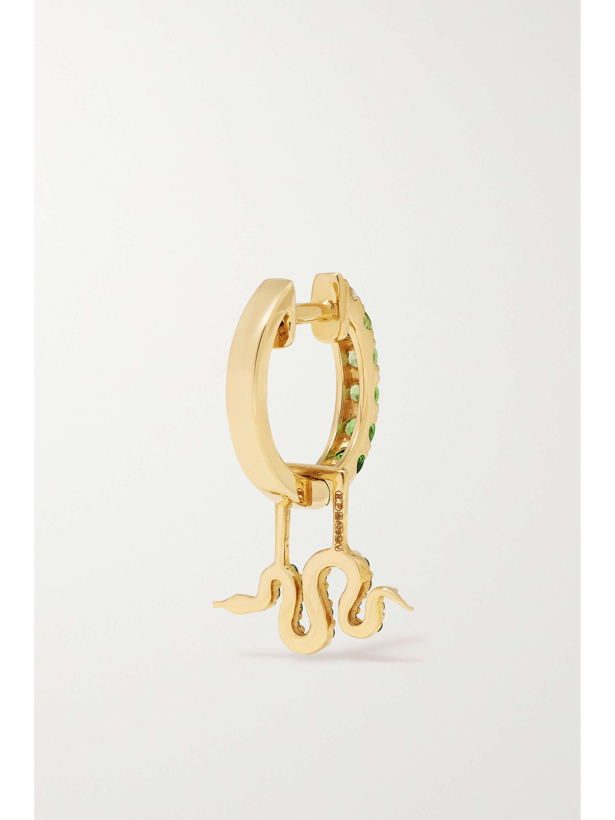 ROBINSON PELHAM Snake EarWish 14-karat gold, tsavorite and diamond single hoop earring