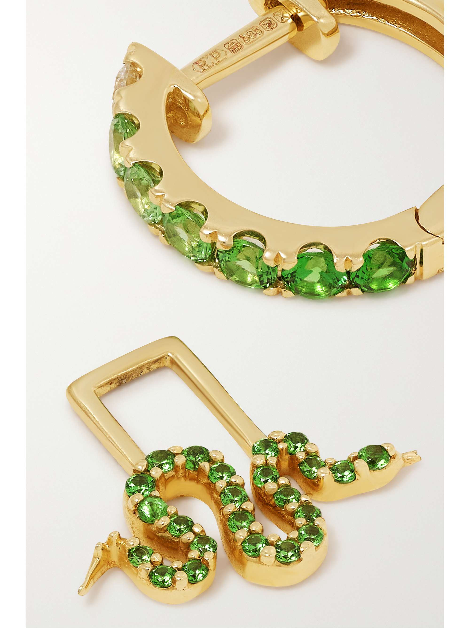 ROBINSON PELHAM Snake EarWish 14-karat gold, tsavorite and diamond single hoop earring