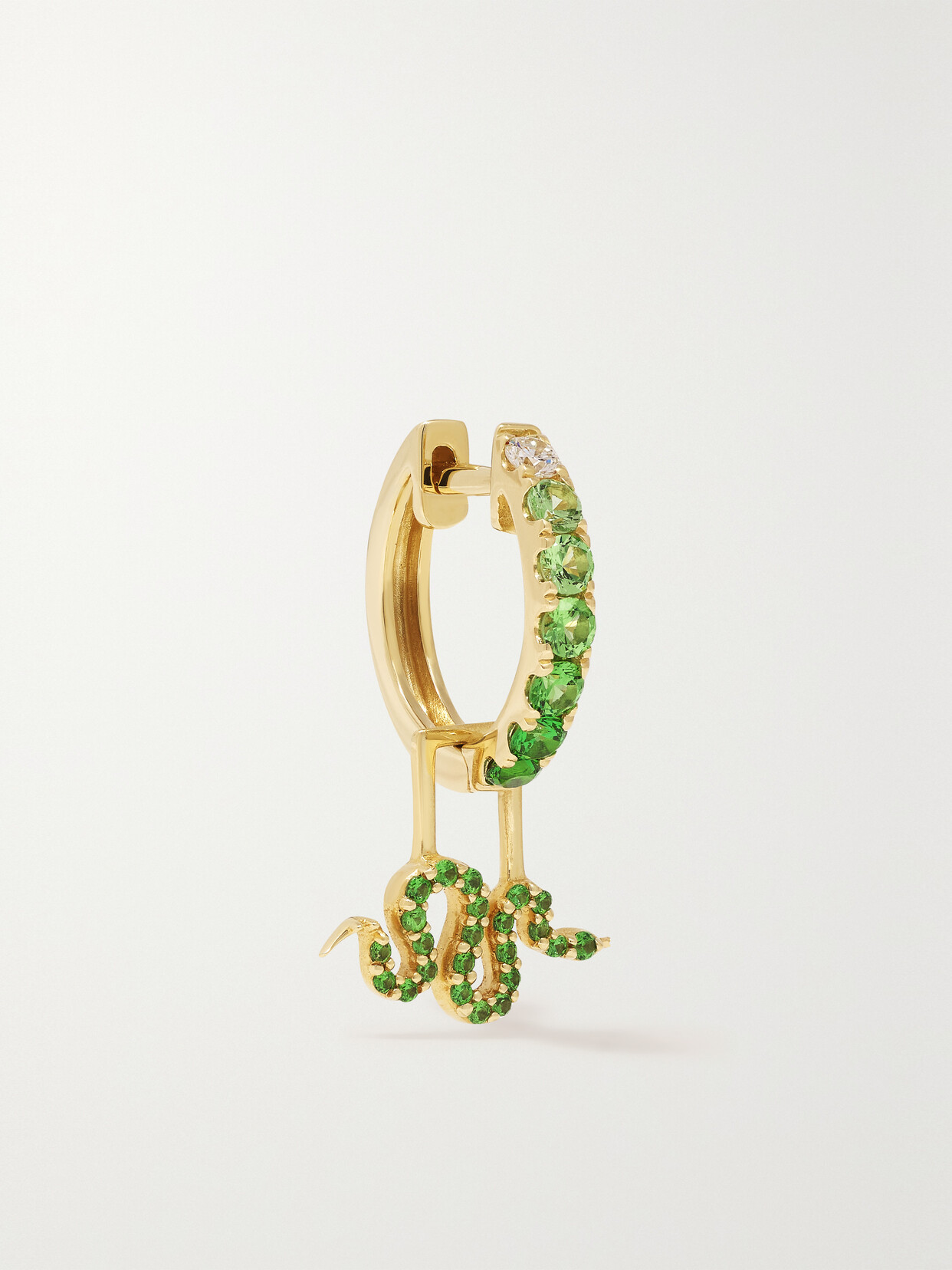 Robinson Pelham - Snake Earwish 14-karat Gold, Tsavorite And Diamond Single Hoop Earring - One size