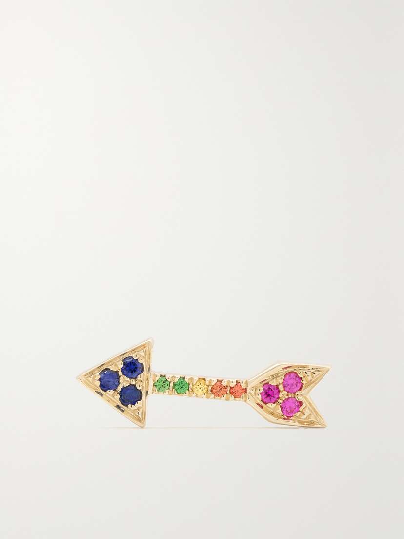 Robinson Pelham Arrow 14-karat Gold, Sapphire And Tsavorite Single Earring