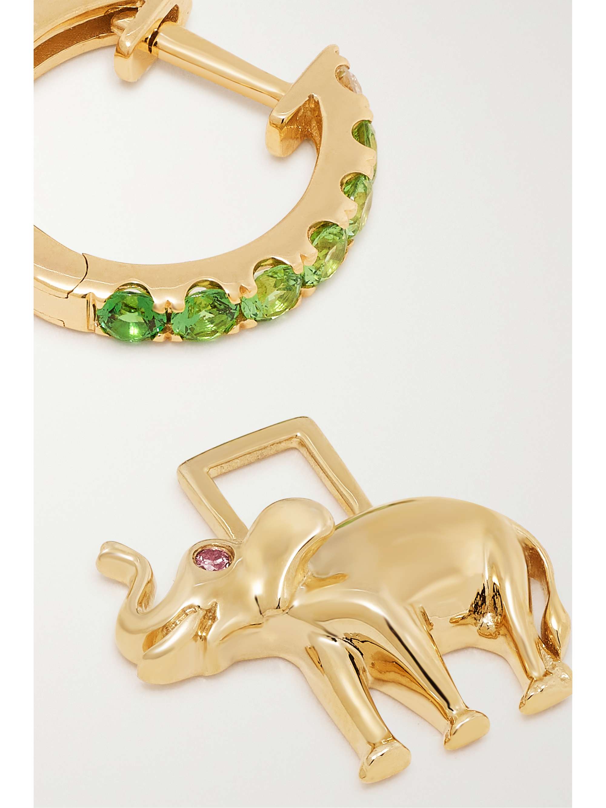 ROBINSON PELHAM Elephant EarWish 14-karat gold, tsavorite and diamond single hoop earring