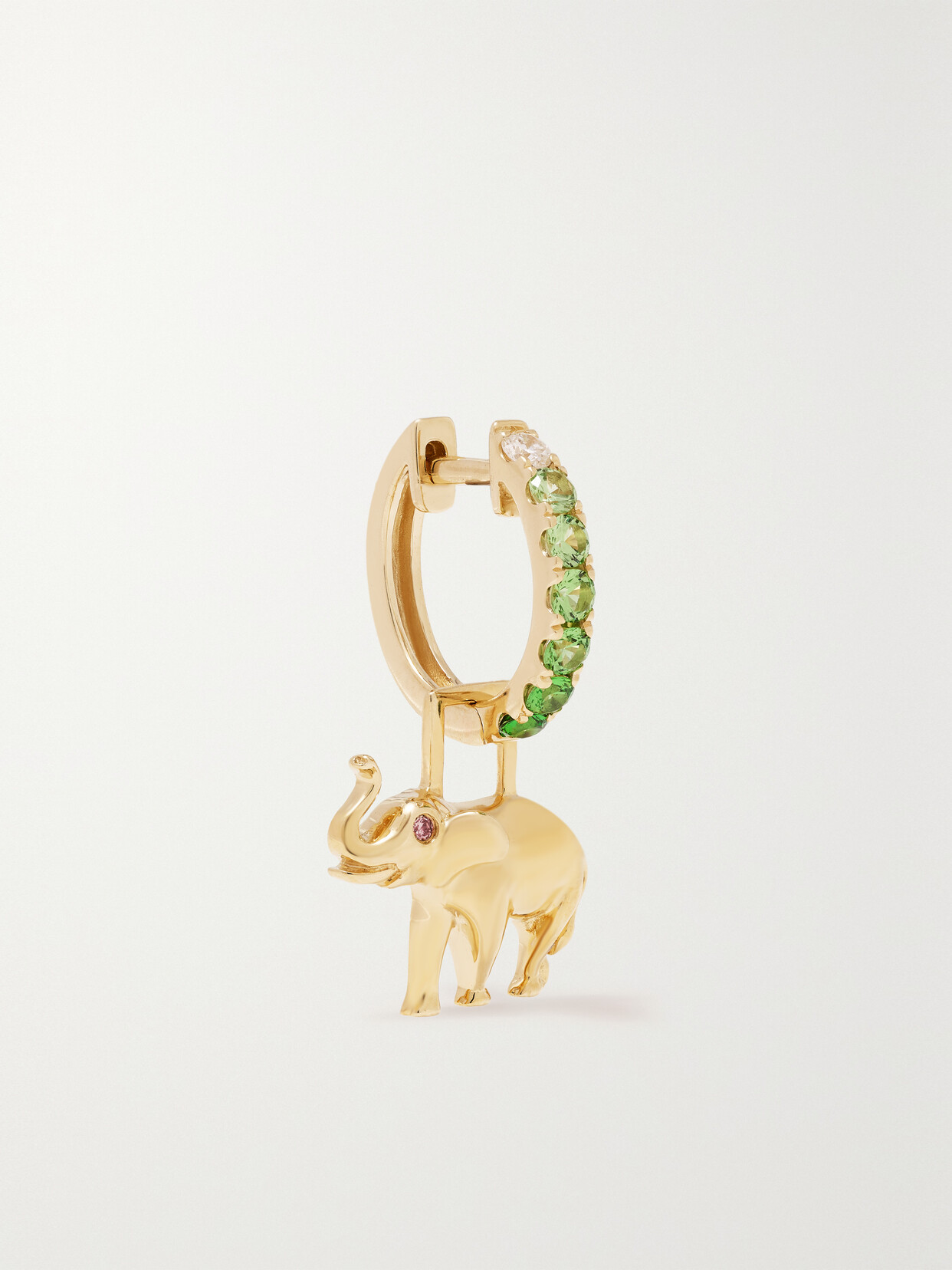 Robinson Pelham - Elephant Earwish 14-karat Gold, Tsavorite And Diamond Single Hoop Earring - one size