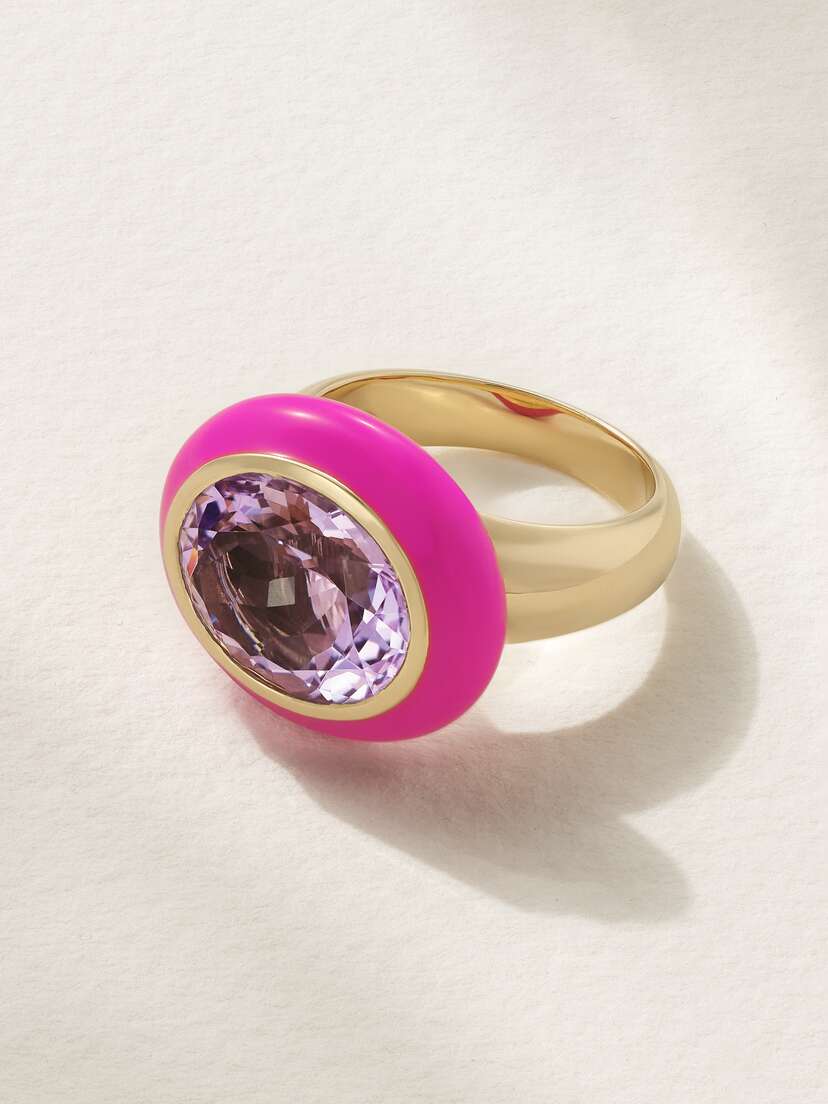 Robinson Pelham Arena 14-karat Gold, Enamel And Amethyst Ring
