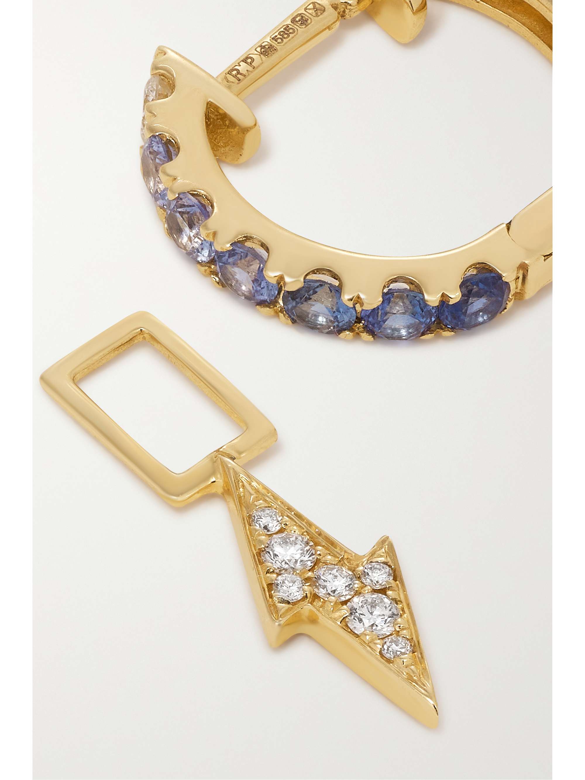 ROBINSON PELHAM Bolt EarWish 14-karat gold, sapphire and diamond single hoop earring