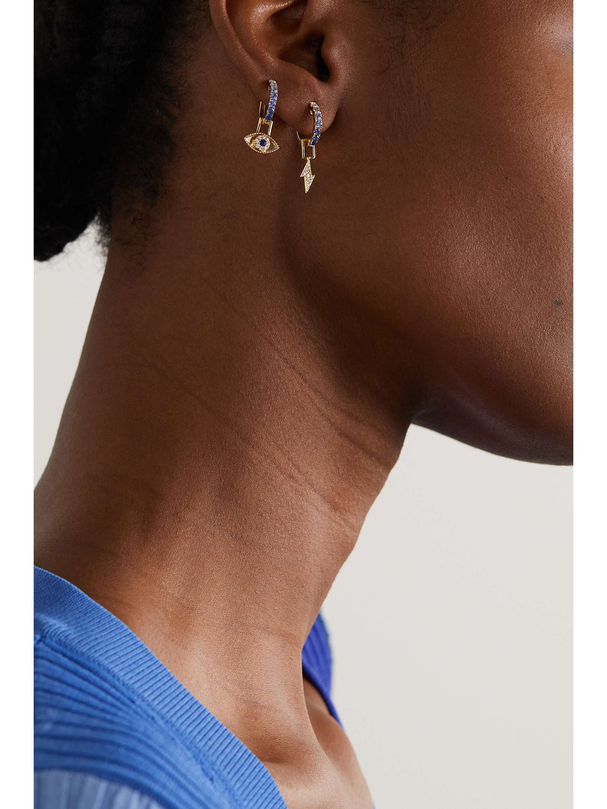 ROBINSON PELHAM Bolt EarWish 14-karat gold, sapphire and diamond single hoop earring