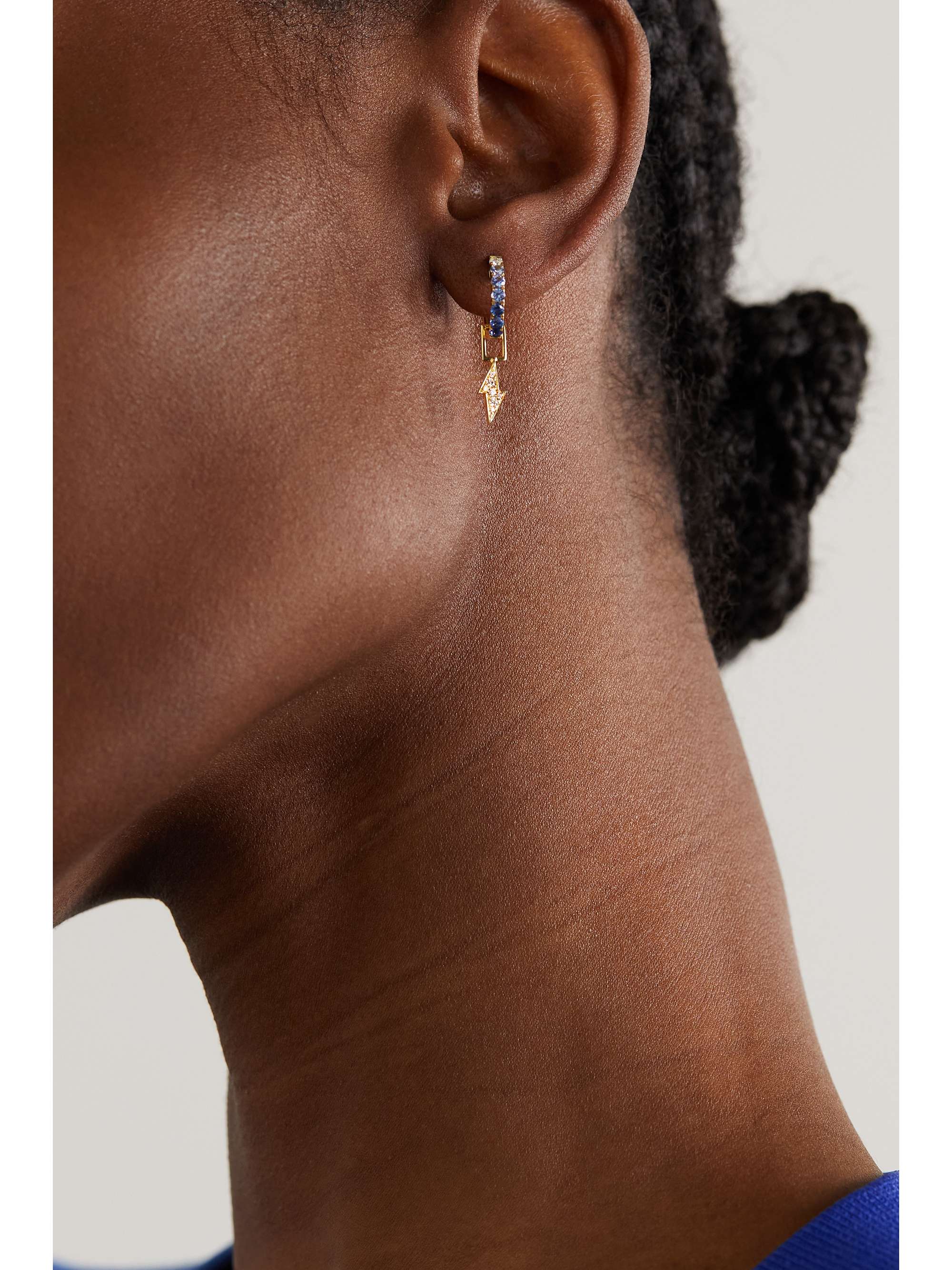 ROBINSON PELHAM Bolt EarWish 14-karat gold, sapphire and diamond single hoop earring
