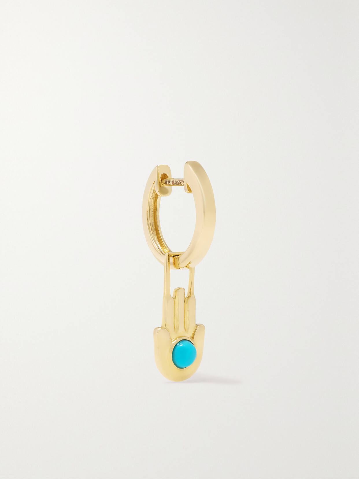 Robinson Pelham - Hamza Hand Earwish 14-karat Gold Turquoise Single Hoop Earring - One size