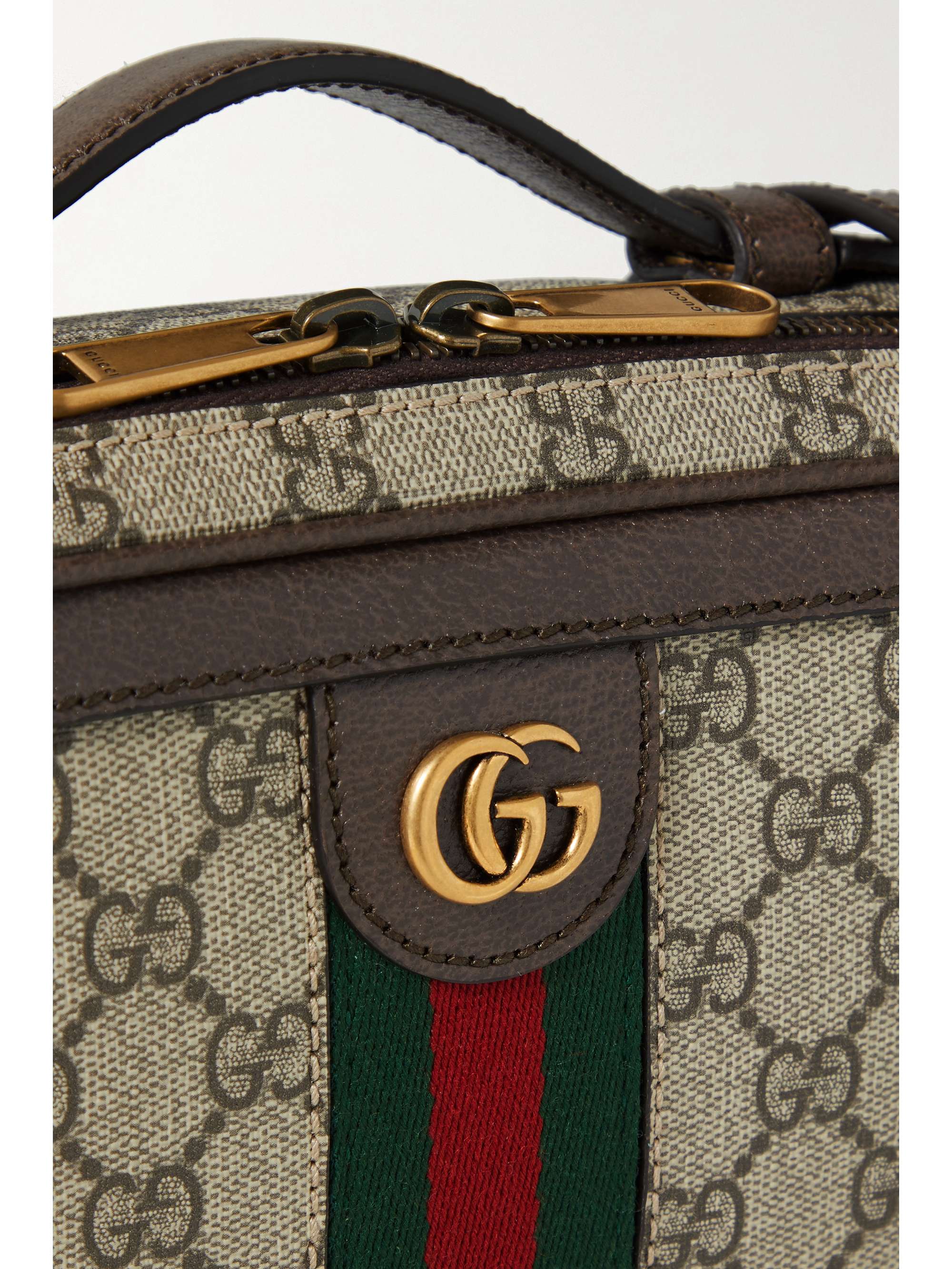 GUCCI Ophidia small textured leather-trimmed printed coated-canvas shoulder bag