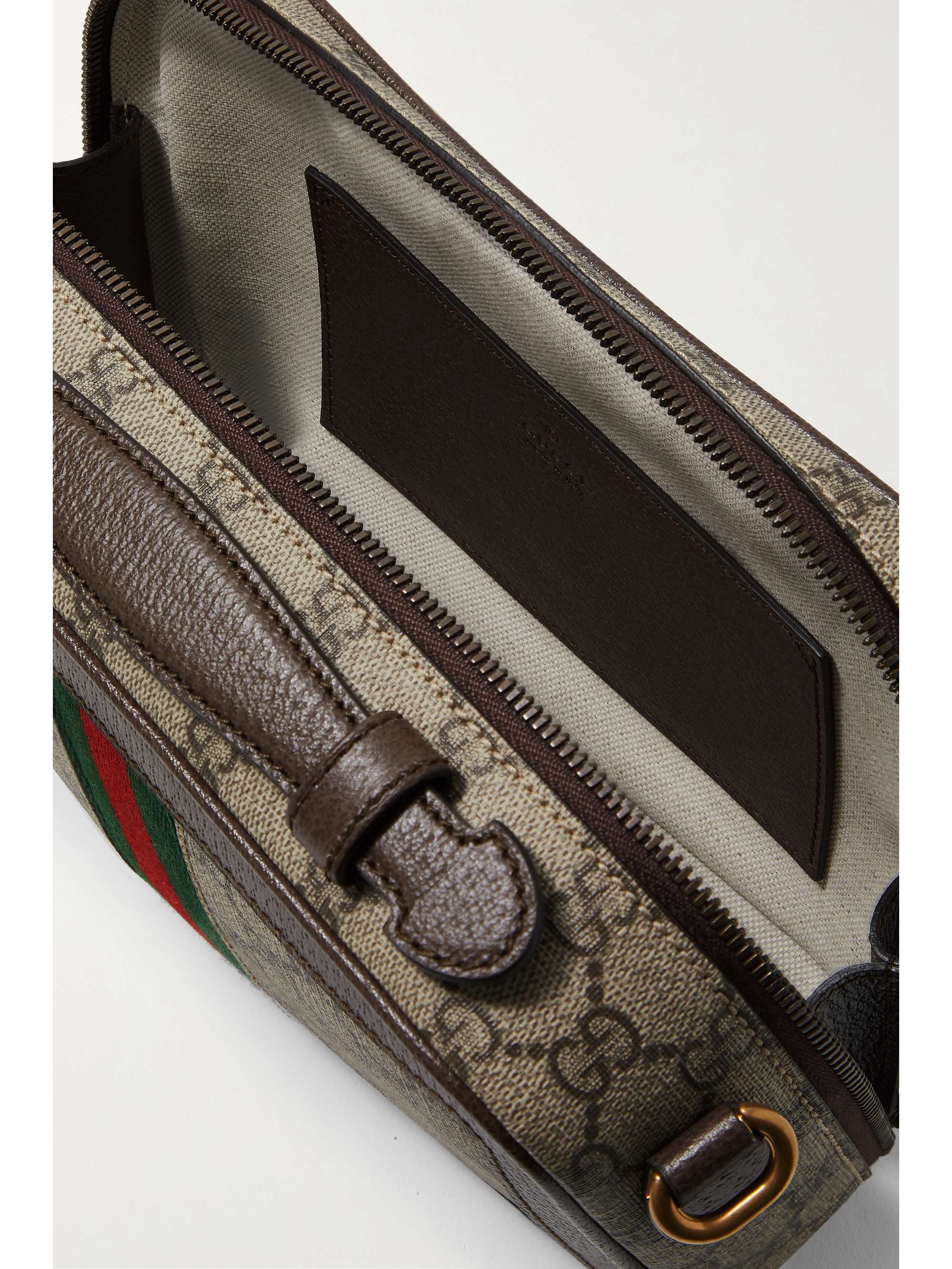 GUCCI Ophidia small textured leather-trimmed printed coated-canvas shoulder bag
