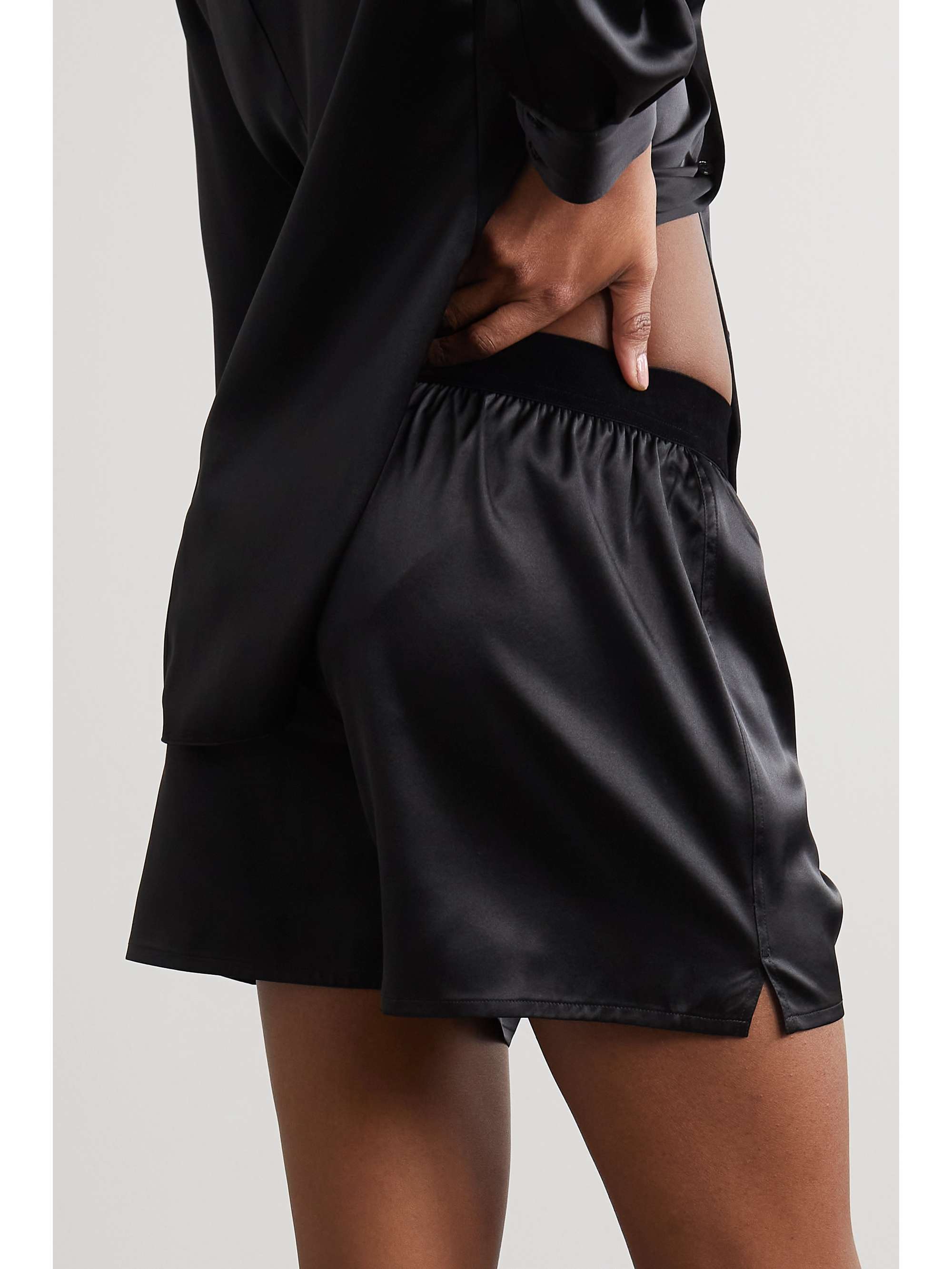 TOM FORD Velvet-trimmed silk-blend satin shorts