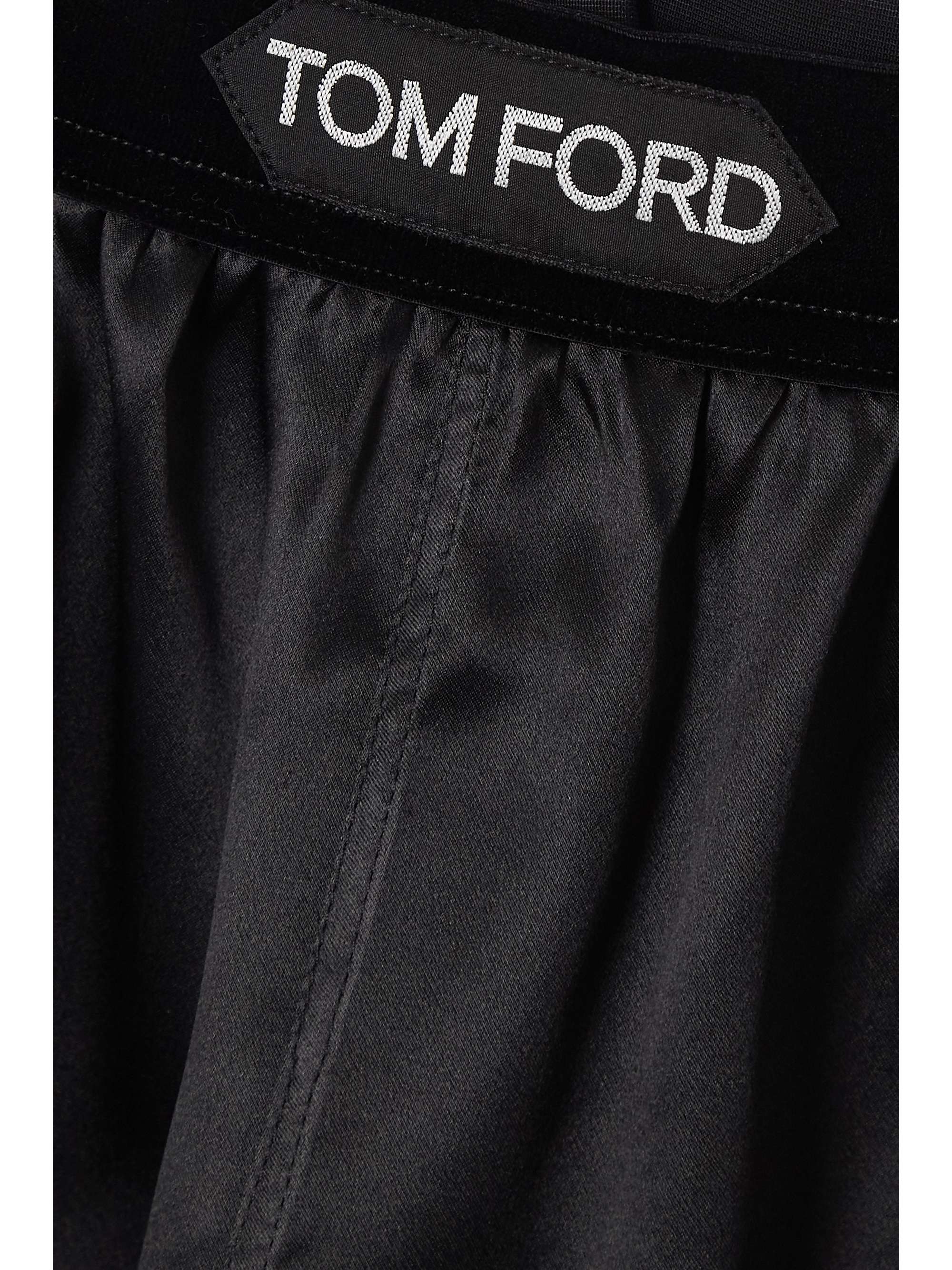 TOM FORD Velvet-trimmed silk-blend satin shorts