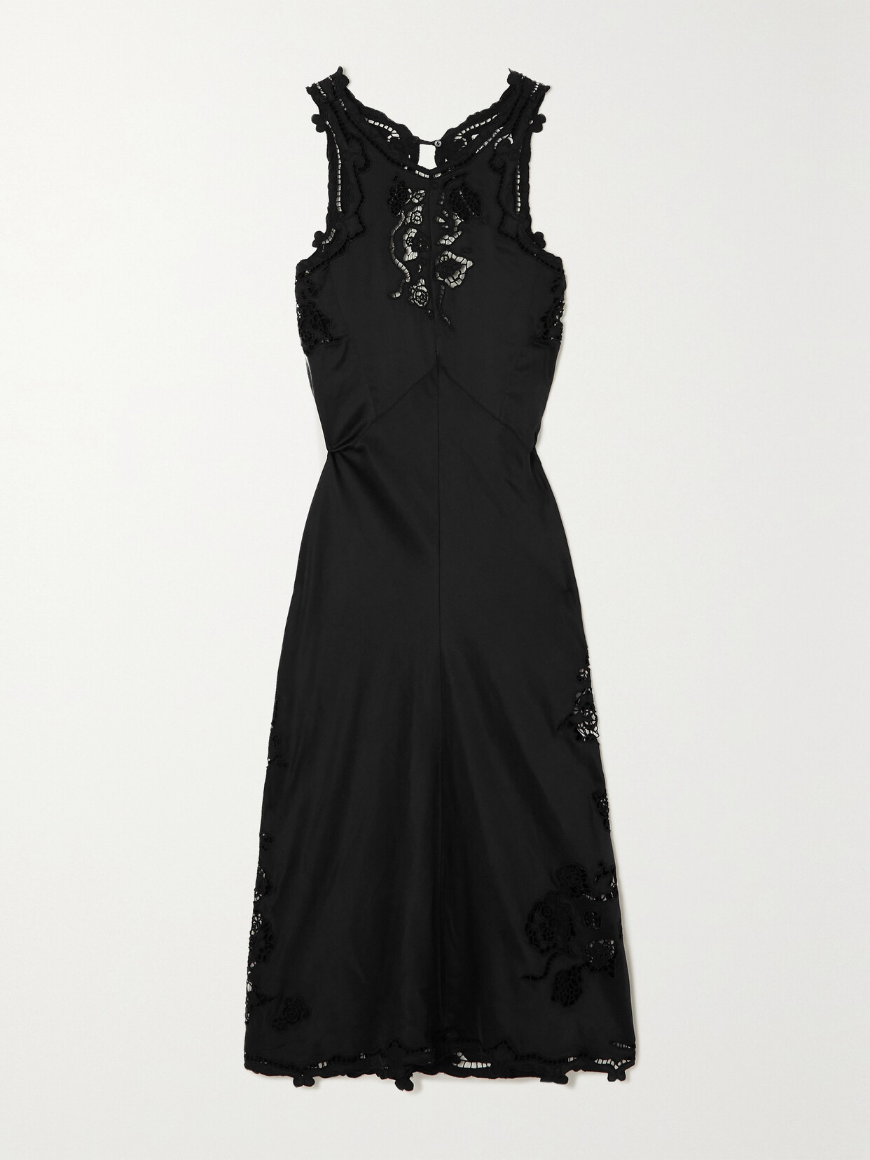 ISABEL MARANT JADEL OPEN-BACK LACE-TRIMMED SILK-SATIN MIDI DRESS