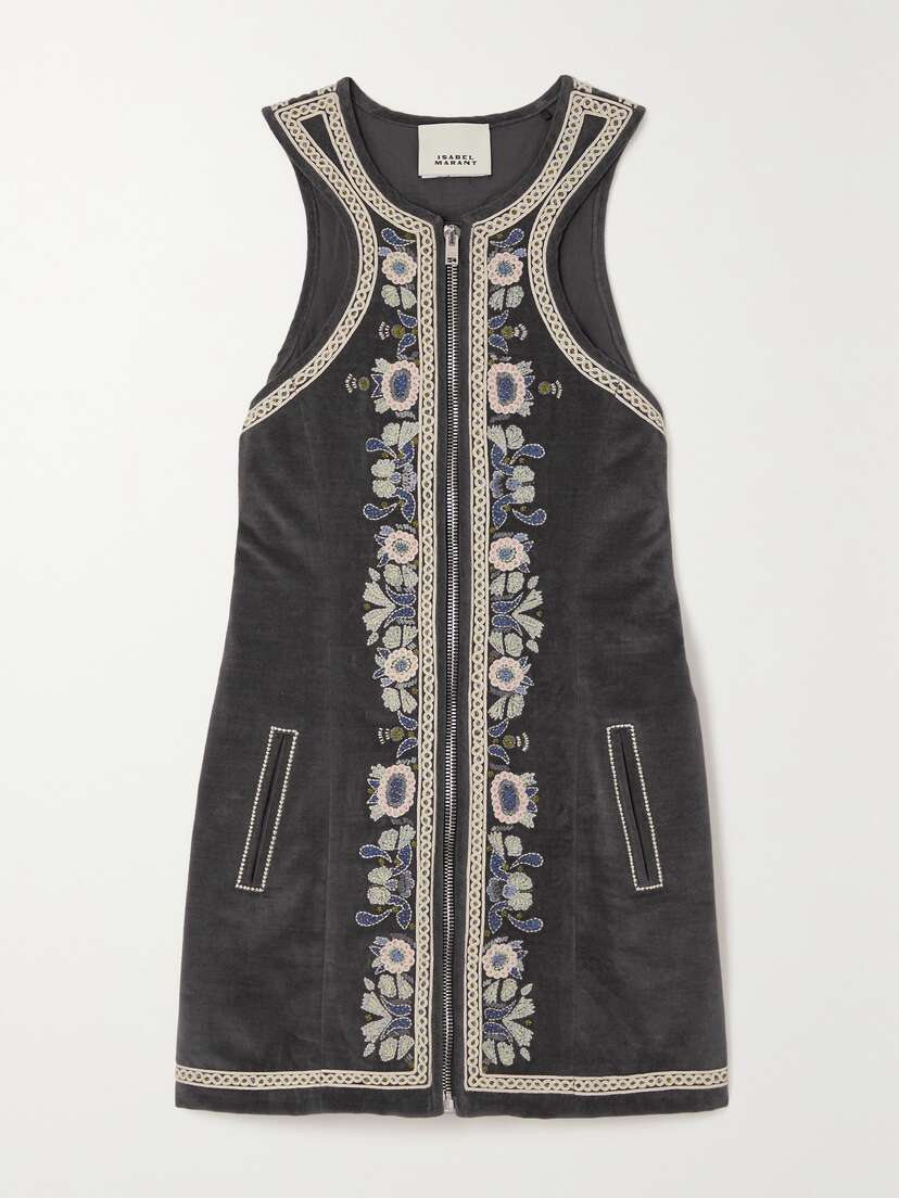 Isabel Marant Belila Embroidered Cotton-velvet Mini Dress