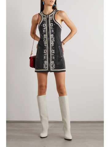 Isabel Marant Belila embroidered cotton-velvet mini dress