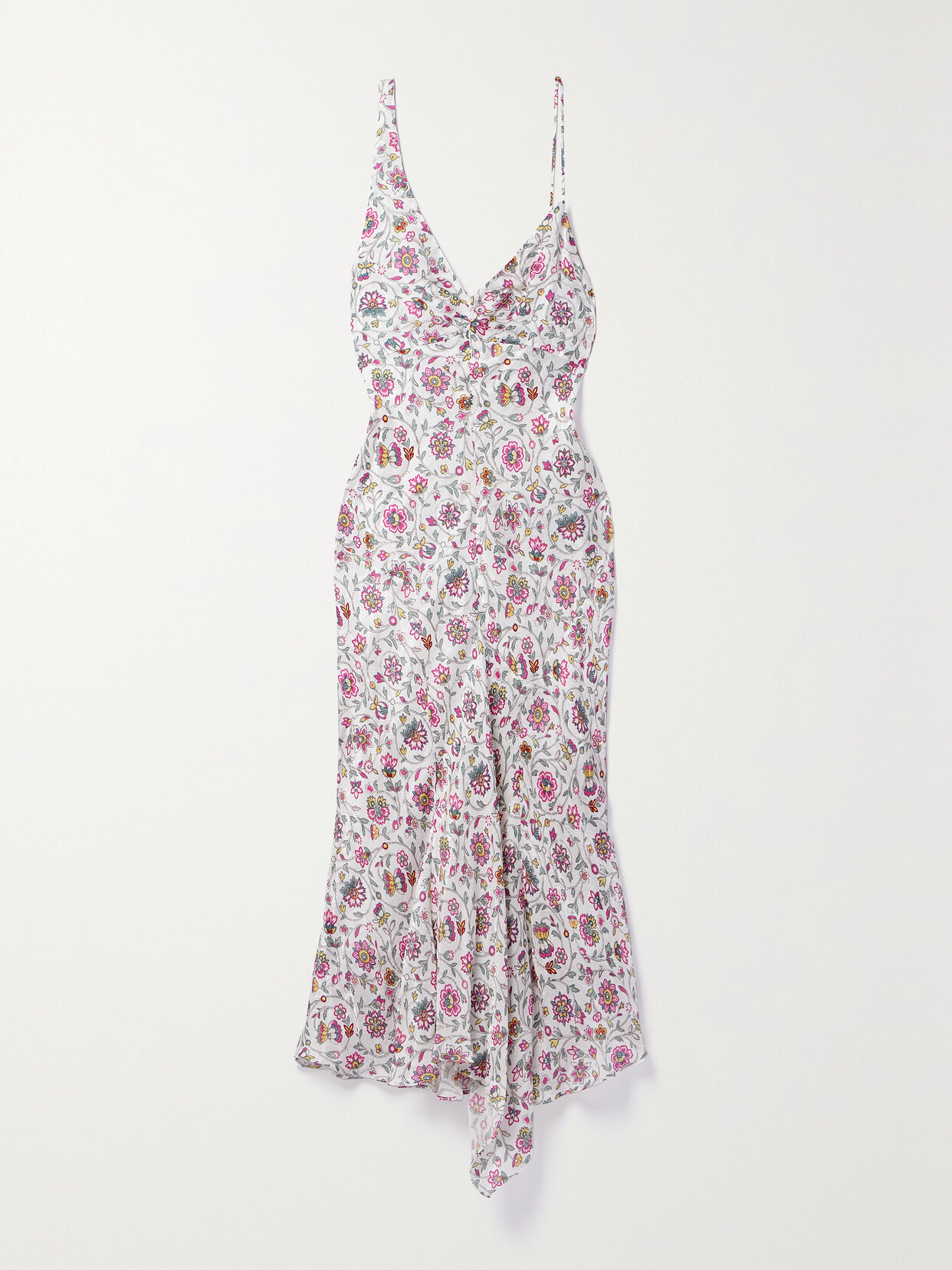 ISABEL MARANT LUCIA FLORAL-PRINT SATIN-JACQUARD MIDI DRESS