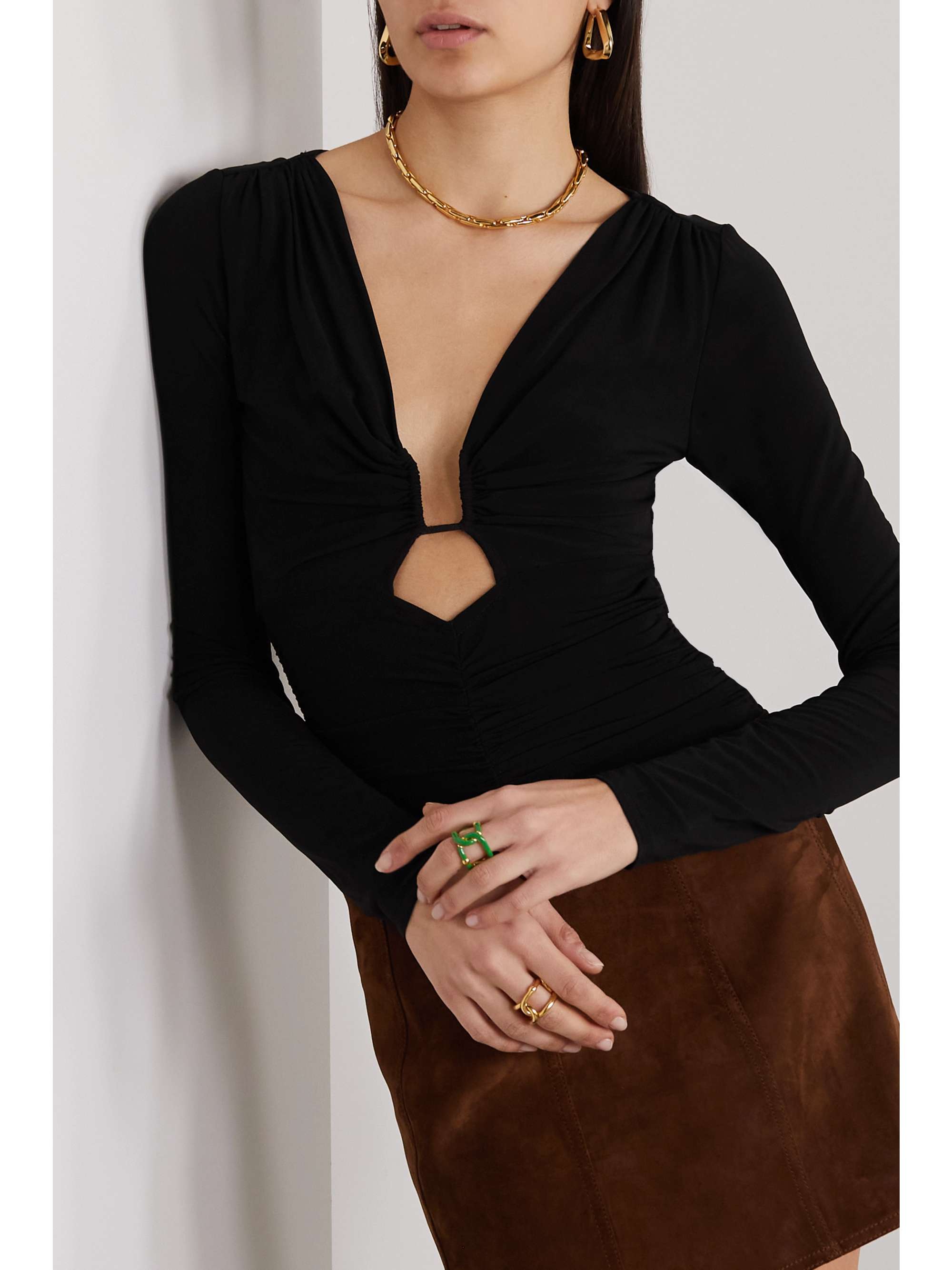 ISABEL MARANT Laura cutout ruched stretch-jersey top