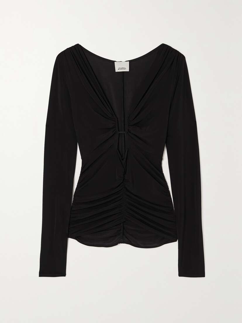 Isabel Marant Laura Cutout Ruched Stretch-jersey Top