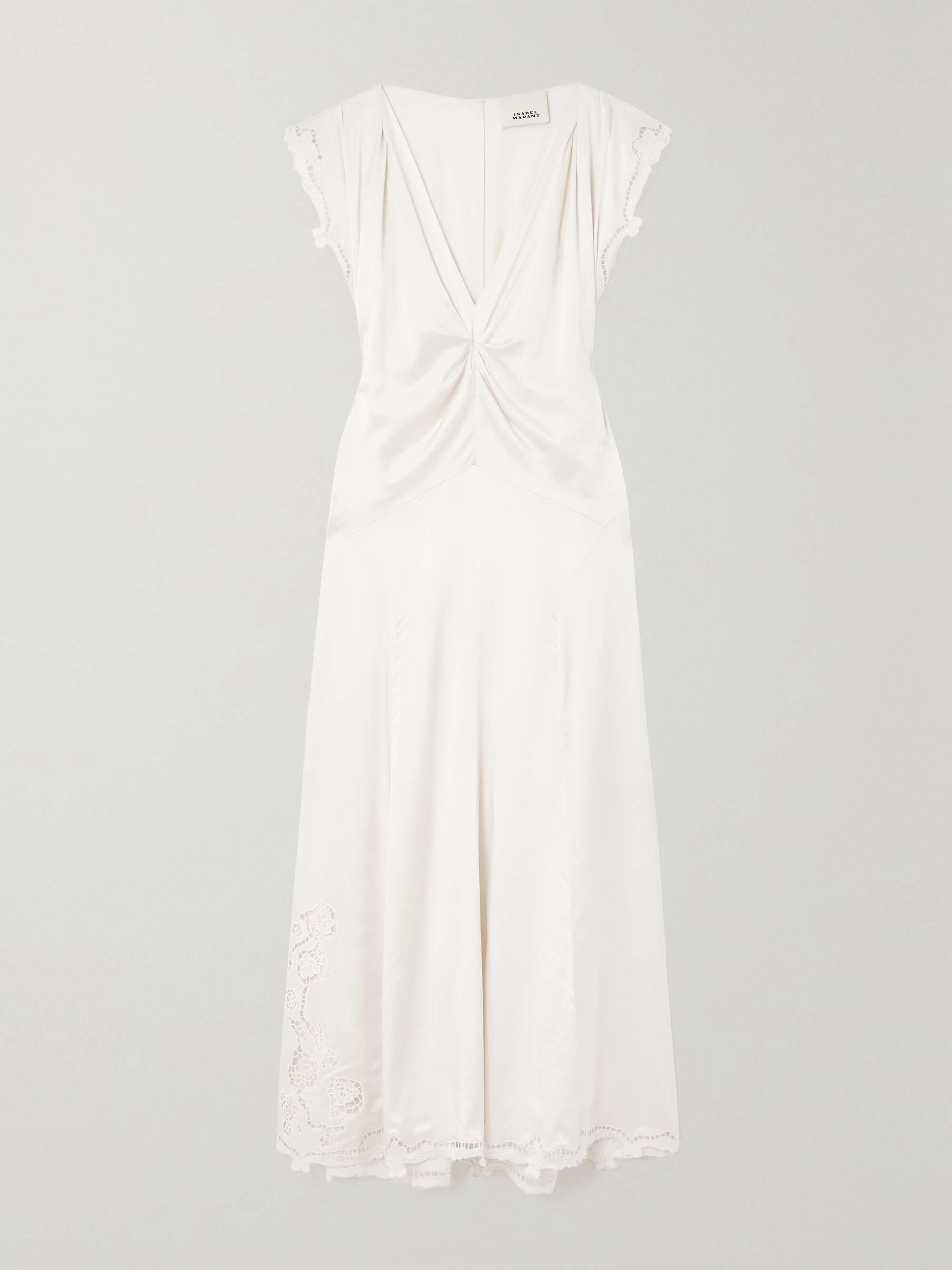 ISABEL MARANT Jordina gathered guipure lace-trimmed silk